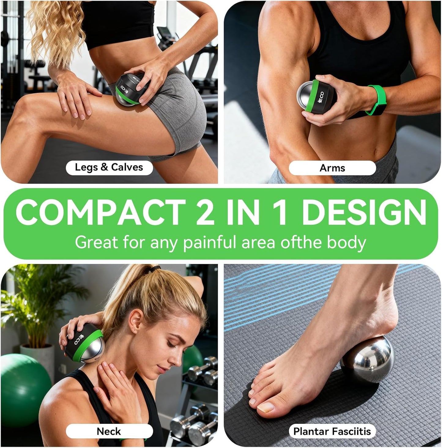 iECO Cryosphere Cold Massage Roller Ball - Massage Ball for Cold & Heat Relief, Myofascial Release, Trigger Point Therapy, Muscle Knots - Deep Tissue Ice Massager