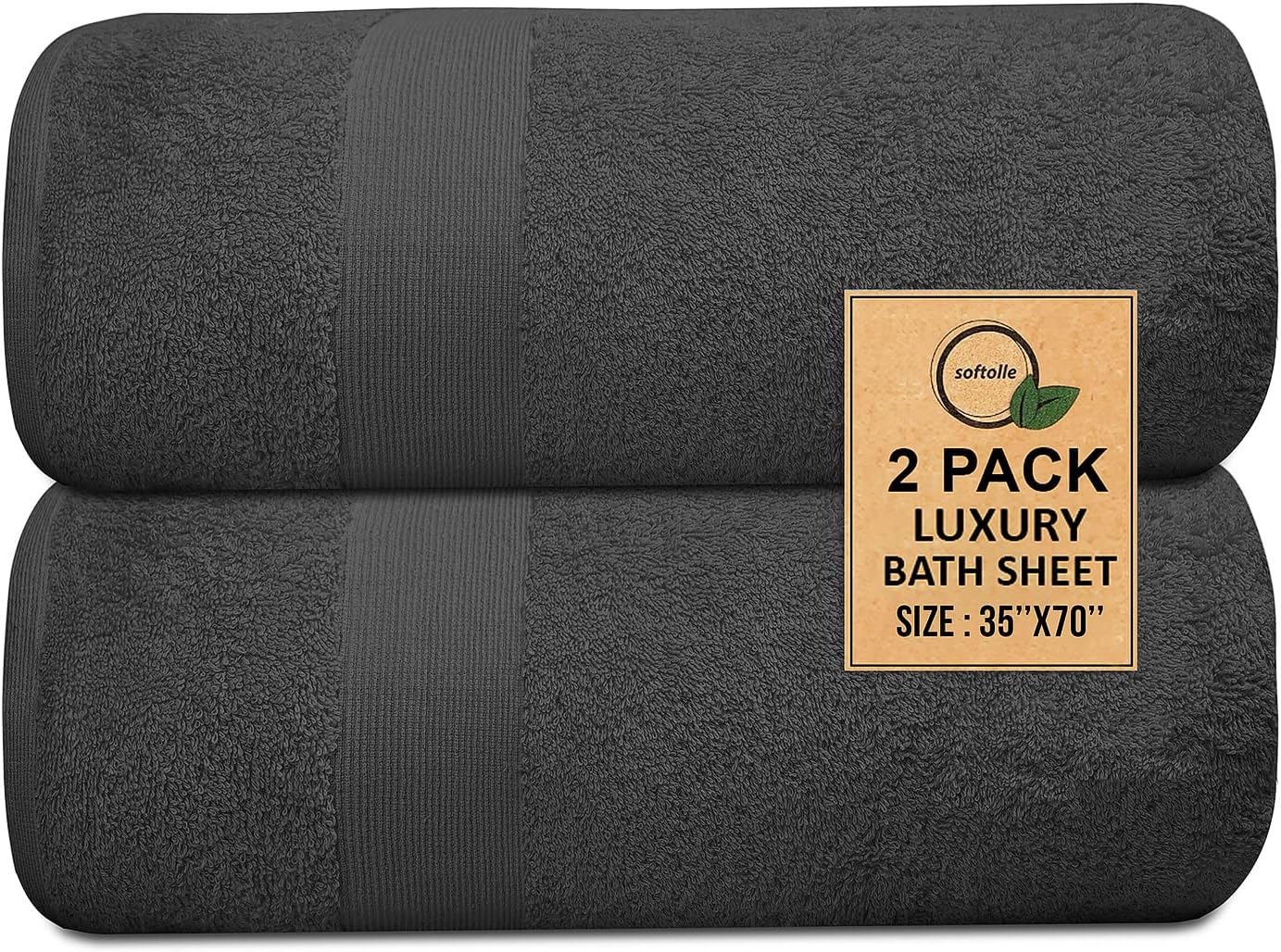 100% Cotton Luxury Bath Sheets - Pack of 2 (35" x 70") | Super Soft, Quick-Dry & Highly Absorbent Towels for Bathroom, Home, Spa & Gym (Grey)