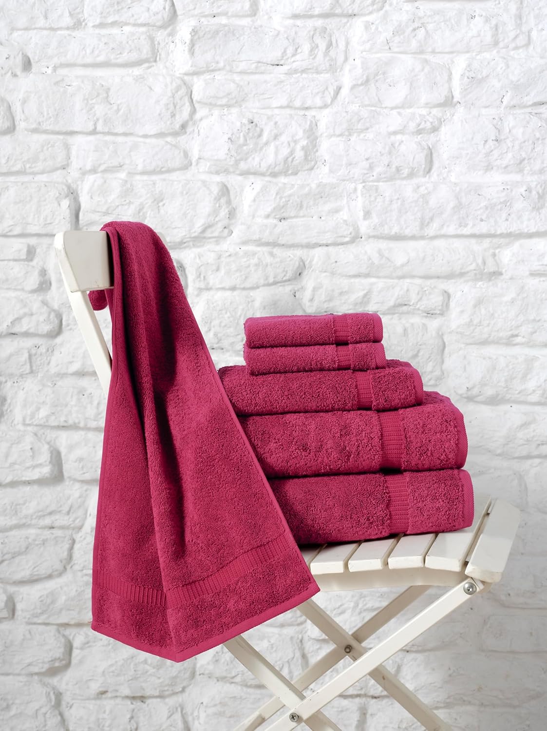 SALBAKOS 100% Turkish Cotton 6-Piece Towel Set | Heirloom Quality Hotel & Spa Collection | Ultra Soft, Super Absorbent 2 Washcloth, 2 Hand, 2 Bath Towel Sets | Made in Turkey (Wine, 6 Piece Towel Set)