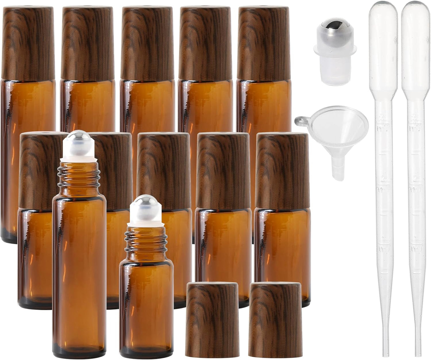 Essential Oil Roller Bottles, 12PCS (10ml & 5ml) Glass Perfume Roller Bottles with Funnel Opener and Dropper Beauty and Personal Care Tools