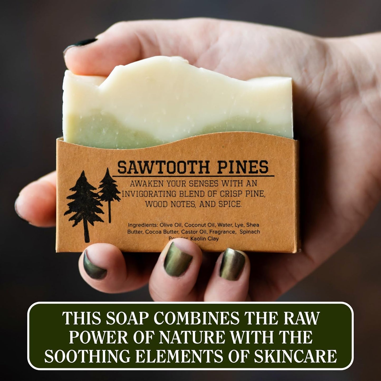 CompassSoap Sawtooth Pines | Natural Bar Soap for Men & Women | Body & Face Soap Bar for Women and Men | Minimalist & Gentle Lather | Natural Bath Soap, Paraben & Phthalate Free | 5 oz, Pack of 2