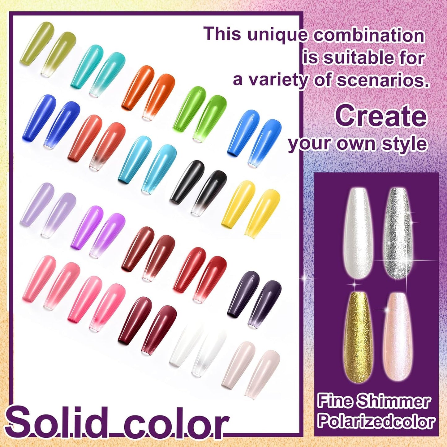 Gradient Painting Gel, 24 Gliter Colors Ombre Gel Nail Polish for Pigment Pat Silver&Gold Aura Nails, French Manicure DIY Nail Art Long-lasting No-wipe Palette A