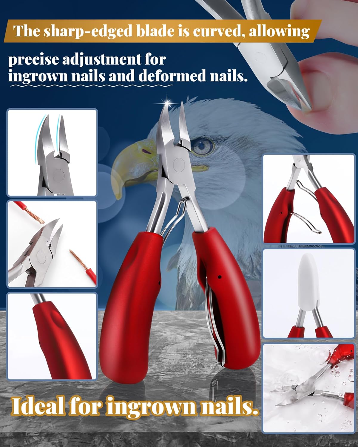 Nail Clippers Set,Toe Nail Clippers for Ingrown & Thick Toenails,Toe Nail Clippers for Thick Nails for Seniors Men Women,Professional Heavy Duty Toenail Clippers with Stainless Steel 4Pcs (red)