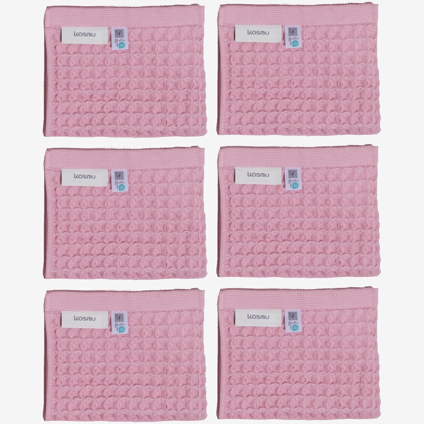 Luxury Japanese Cotton Silk Waffle Bath Towel | Plush, Absorbent, and Quick Dry (Sakura Pink, Face Towel (6 Pack))