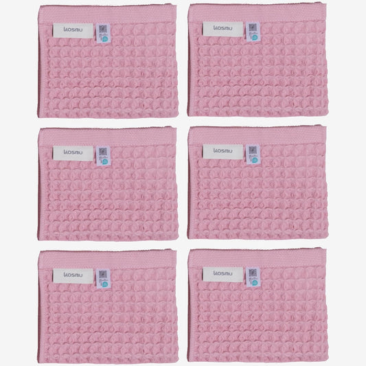 Luxury Japanese Cotton Silk Waffle Bath Towel | Plush, Absorbent, and Quick Dry (Sakura Pink, Face Towel (6 Pack))