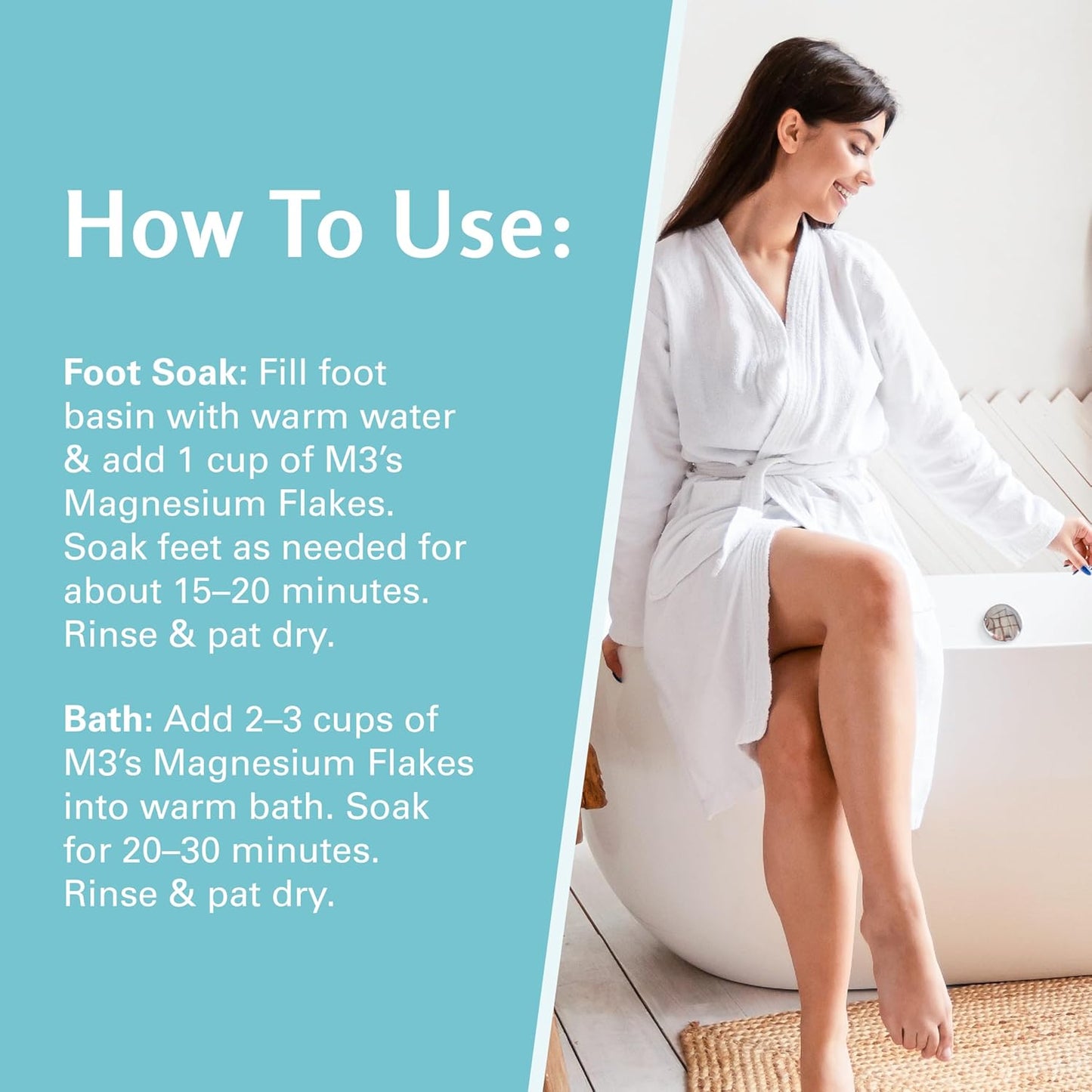 Magnesium Flakes for Bath and Foot Soak, Fragrance Free Mineral-Rich Sea Salts for Overworked Feet, Dry Skin & Sore Muscles, Formulated with Stem Cell Extract for Skin Renewal, 28 oz (1.75 lb) by M3