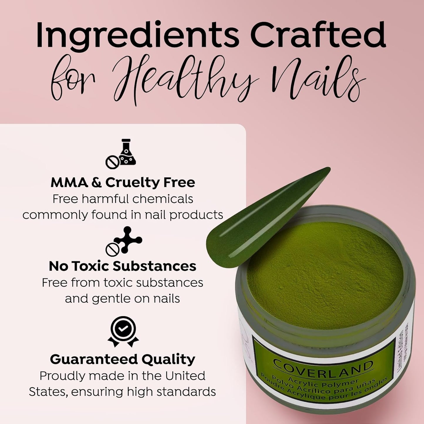 Tones Coverland Acrylic Nail Powder "Mistletoe" - Limited Edition Acrylic Powder for Nail Design, Sculpting, and Masking Nail Bed Imperfections - Professional Acrylic Nail Supplies - (1.5 Oz)