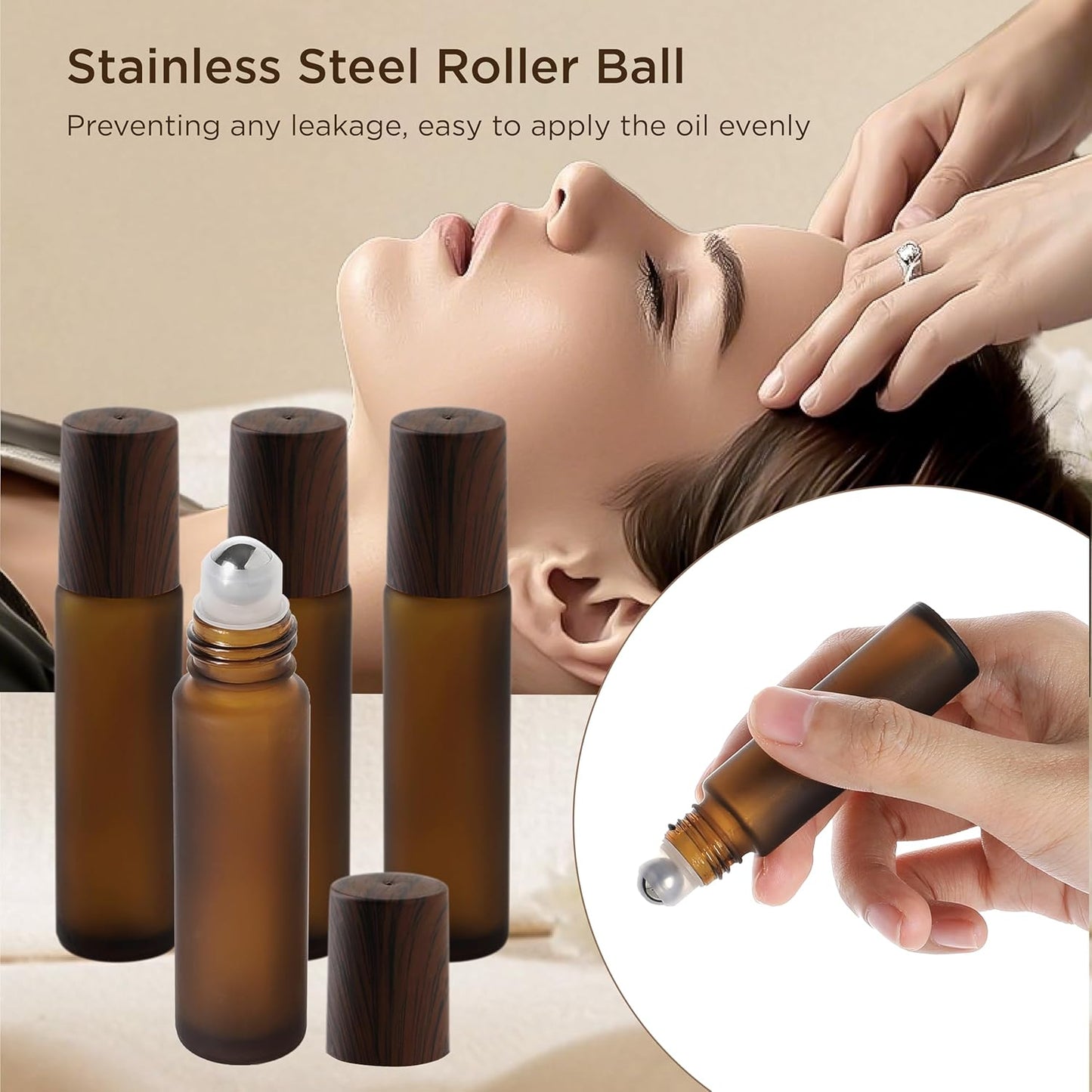 Essential Oil Roller Bottles, 10ml Thick Glass Perfume Roller Bottles with Funnel Opener and Dropper Amber Glass Empty Bottles with Stainless Steel Roller Balls (Amber, 12 Pack)