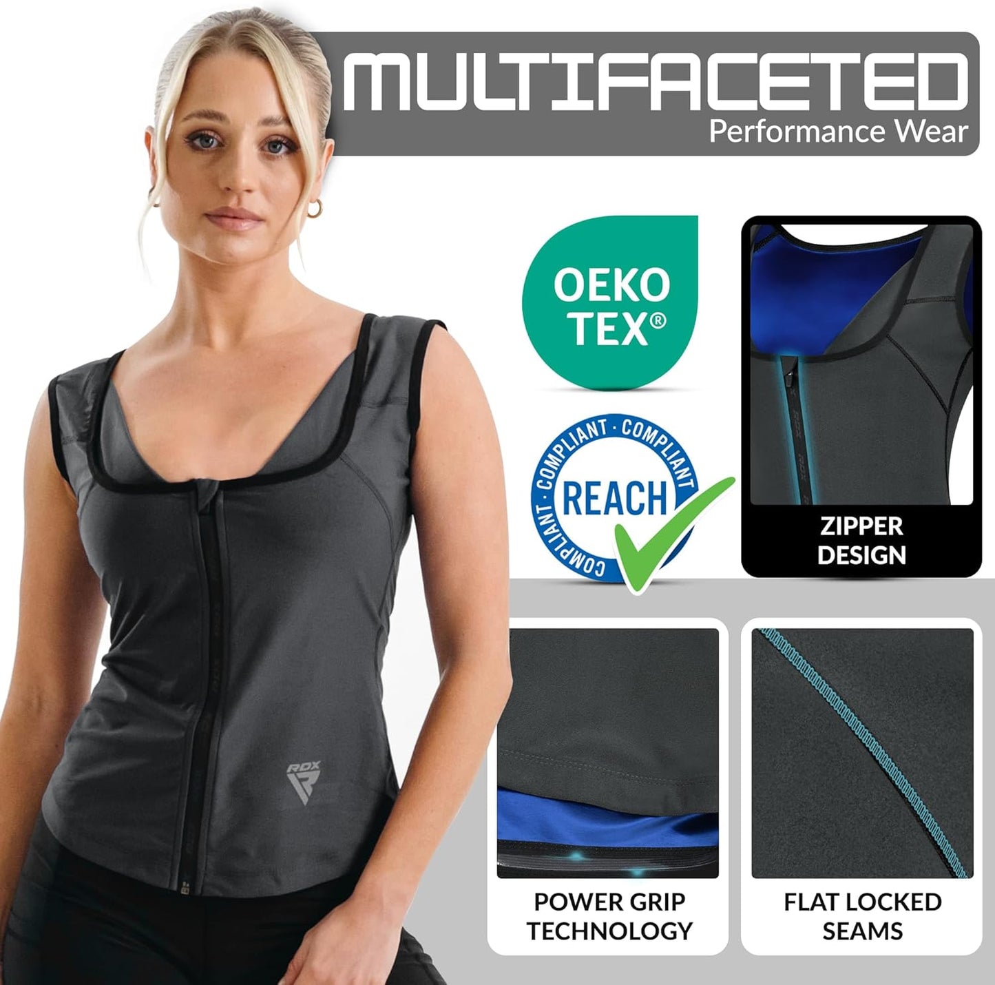 RDX Women’s Sauna Vest Heat Trapping Sweat Waist Trainer - Reach Oeko TEX 100 Certified Body Shaper