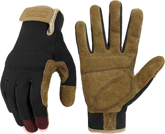HANDLANDY Work Gloves for Men & Women, Utility Mechanic Working Gloves Touch Screen, Flexible Yard Work Gloves