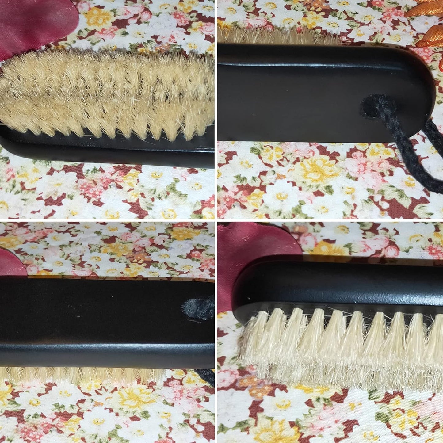 Coralpearl Wooden Nail Brush Cleaner Black X 1 in 100% Natural Boar Bristle for Cleaning Hand Finger Foot Toe, Fingernail Toenail Scrub Brush for Men Women Kids Manicure Pedicure Care (with Rope)