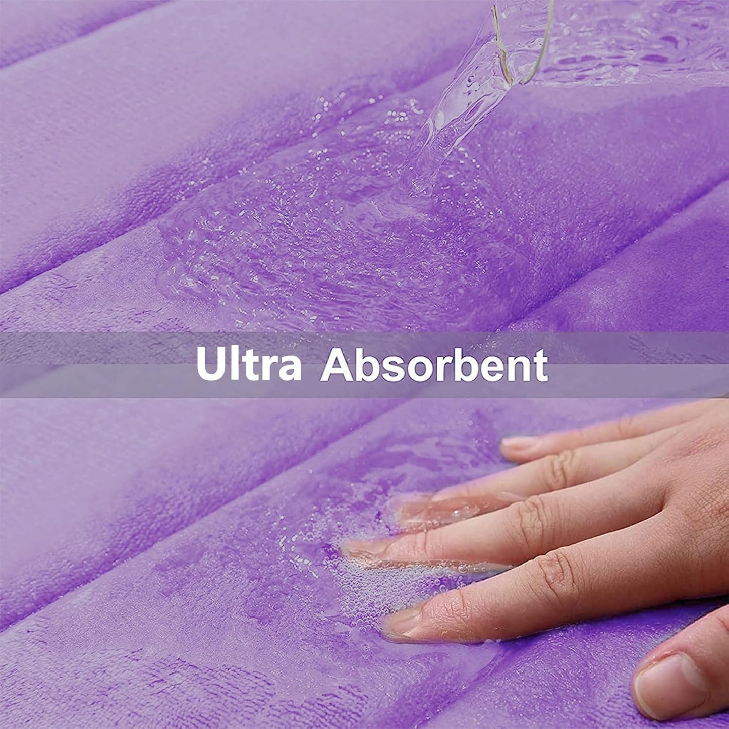 Buganda Memory Foam Bath Mat, 47" x 20", Ultra Soft and Non-Slip Bathroom Rugs, Water Absorbent and Machine Washable Bath Rug Runner for Bathroom, Shower, and Tub, Lavender