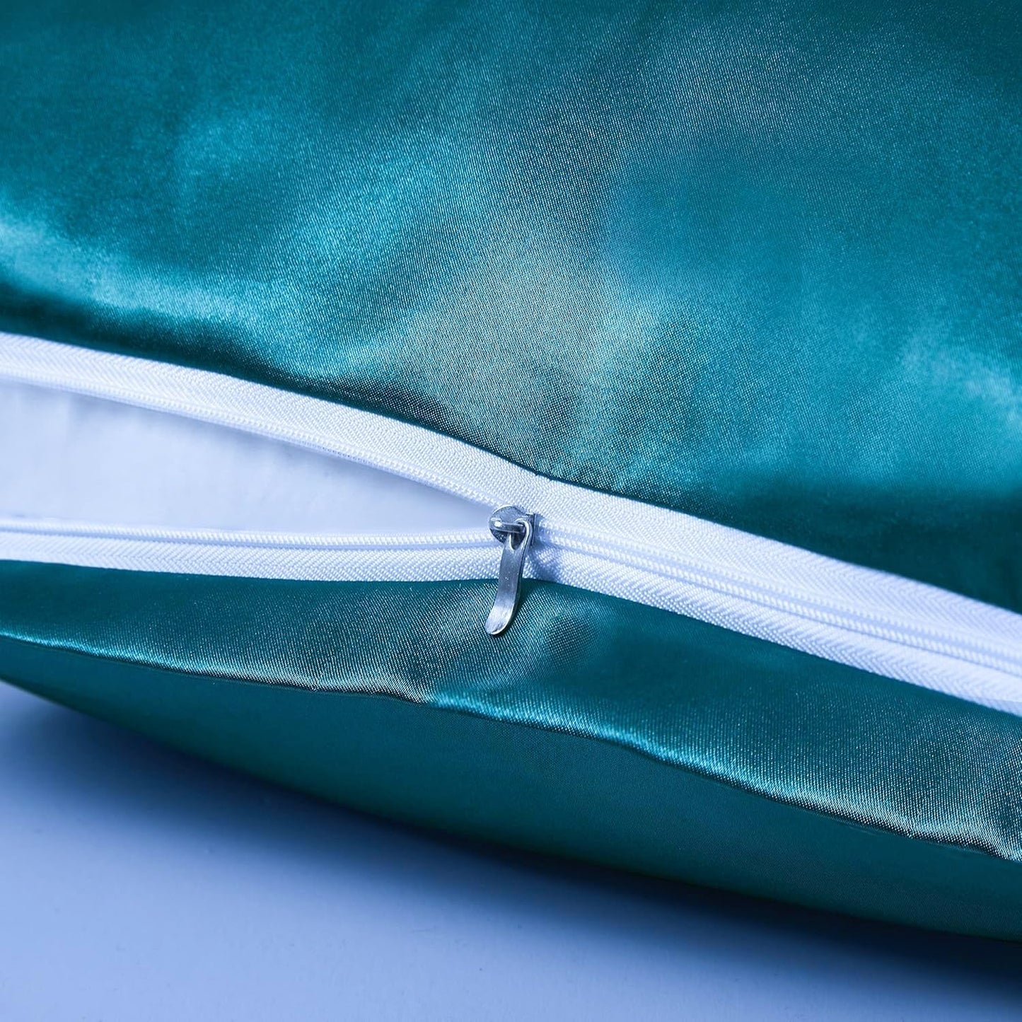 Juwenin Bedding,Super Soft and Luxury Silky Satin Pillowcase with Zipper (Silky Satin Pillow Case for Hair) Set of 2 (Teal, Queen(20''x29''))