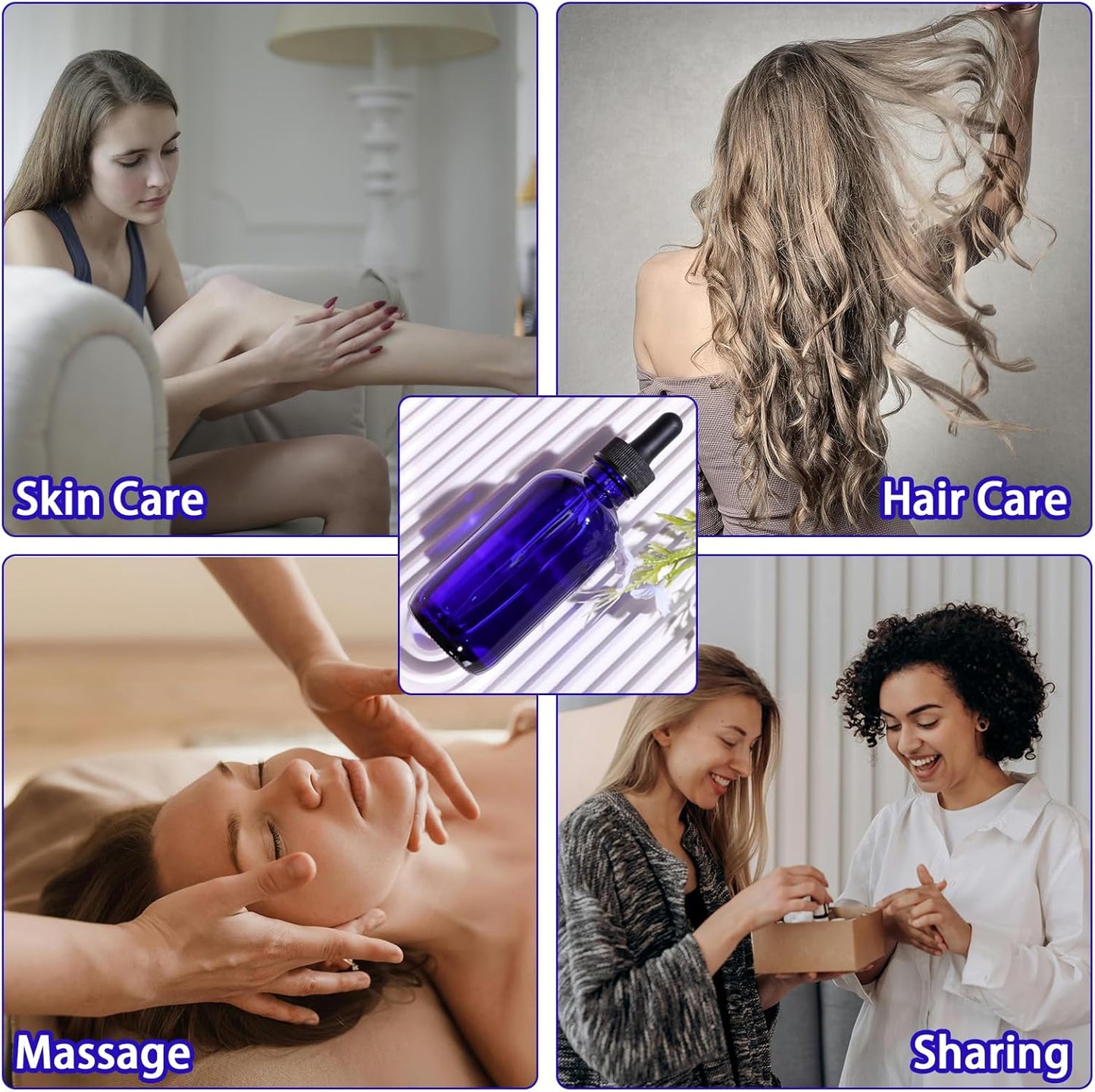 42 Pack 4oz Cobalt Blue Glass Bottles with Glass Eye Droppers for Essential Oils, Perfumes & Lab Chemicals (Brush, Funnels, 3 Extra Droppers, 48 Pieces Labels & 30ml Measuring Cup Included)