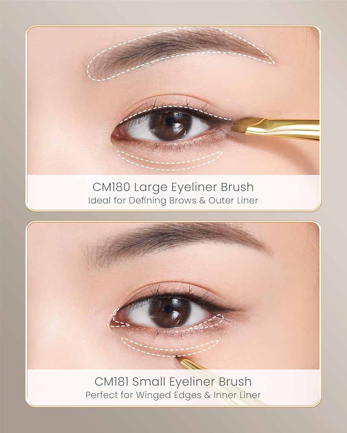 Desert Oak Series Precision Angled Eyeliner Brush - Ultra-Fine Nylon Bristles for Razor-Sharp Gel/Liquid/Powder Lines, Detail Work & Tightlining, Bubinga Handle & Brass Ferrule (CM 181)