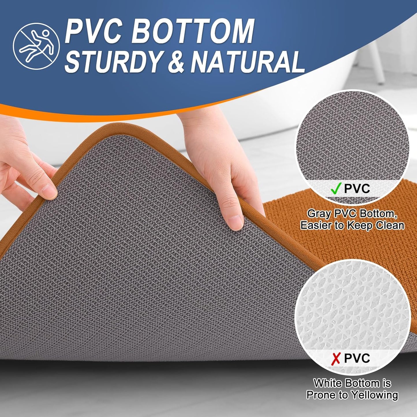 OLANLY Thick Memory Foam Bath Mat Rug 36x24, Extra Soft Absorbent Bathroom Rug, Quick Dry Bath Mats, Non-Slip, Machine Washable Carpet for Bathroom, Tub and Shower, Home Decor Accessories, Ochre