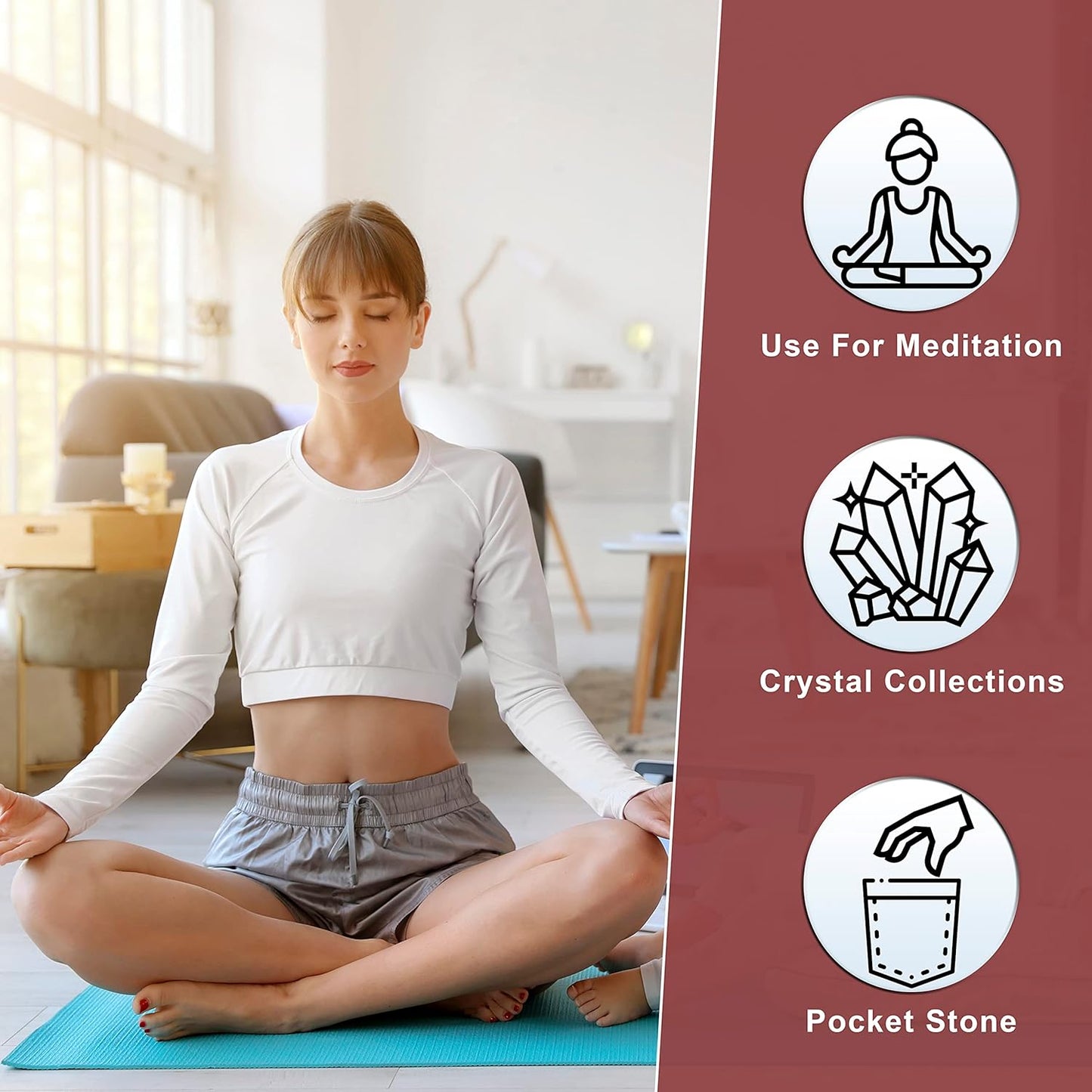 Crocon 50mm Noreena Jasper Large Oval Palm Stone 900+ Carats Pocket Worry Stones for Natural Body Chakra Balancing Reiki Healing Stones and Crystal Grid Healing Spa Energy Crystals