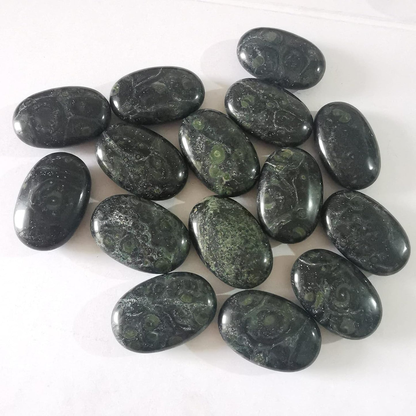 Natural Kambaba Jasper Oval Polished Worry Stones, Healing Crystal Indoor Fountain Stones Massage Energy Anxiety Relief Items