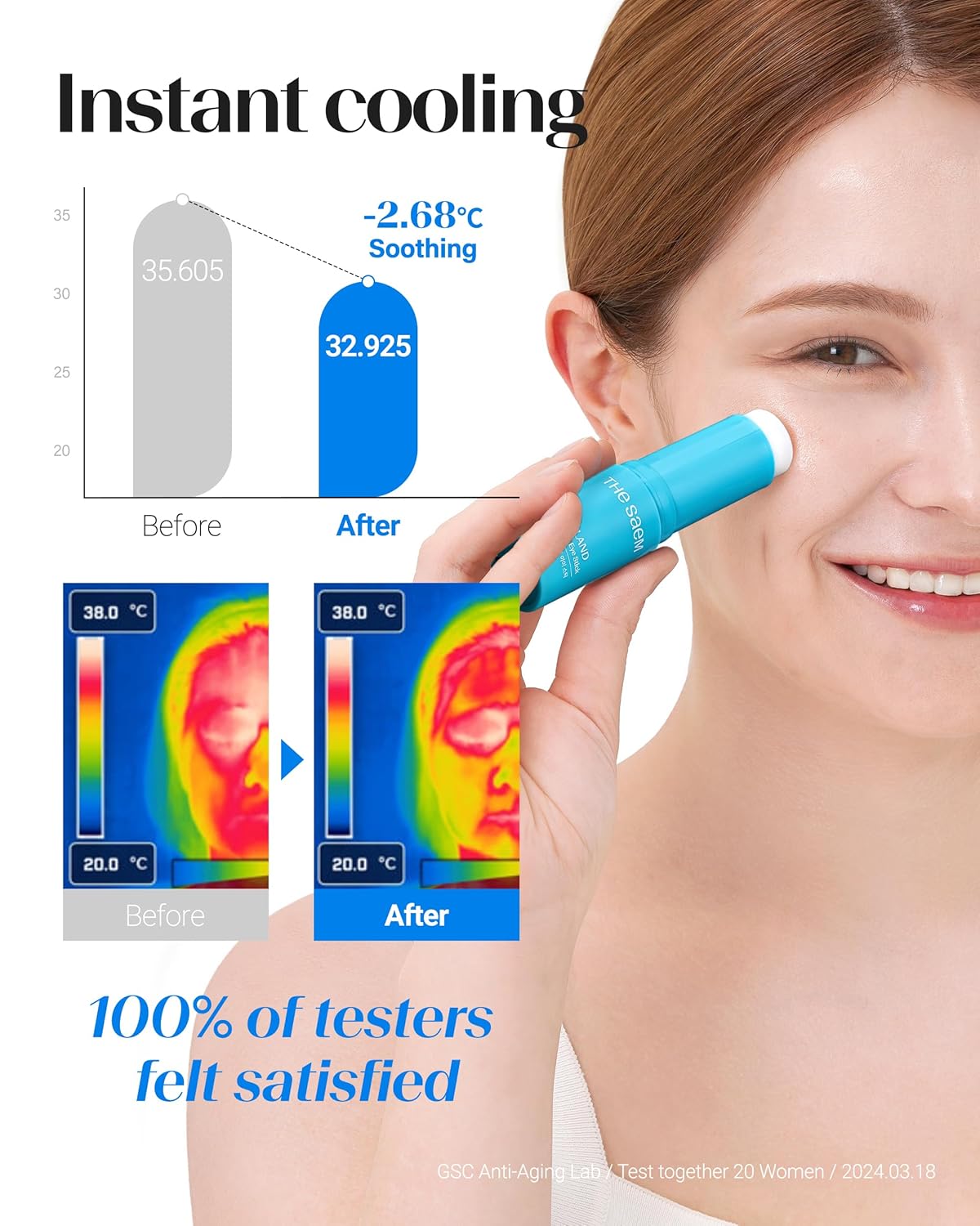 THESAEM Iceland Hydrating Eye Stick - Cooling Balm - Dark Circles & Puffiness – Under Eye Treatment - Reduce Wrinkles and Moisturizing - Minimize Dark & Puffy Eyes - Aqua Scent, 0.38 oz