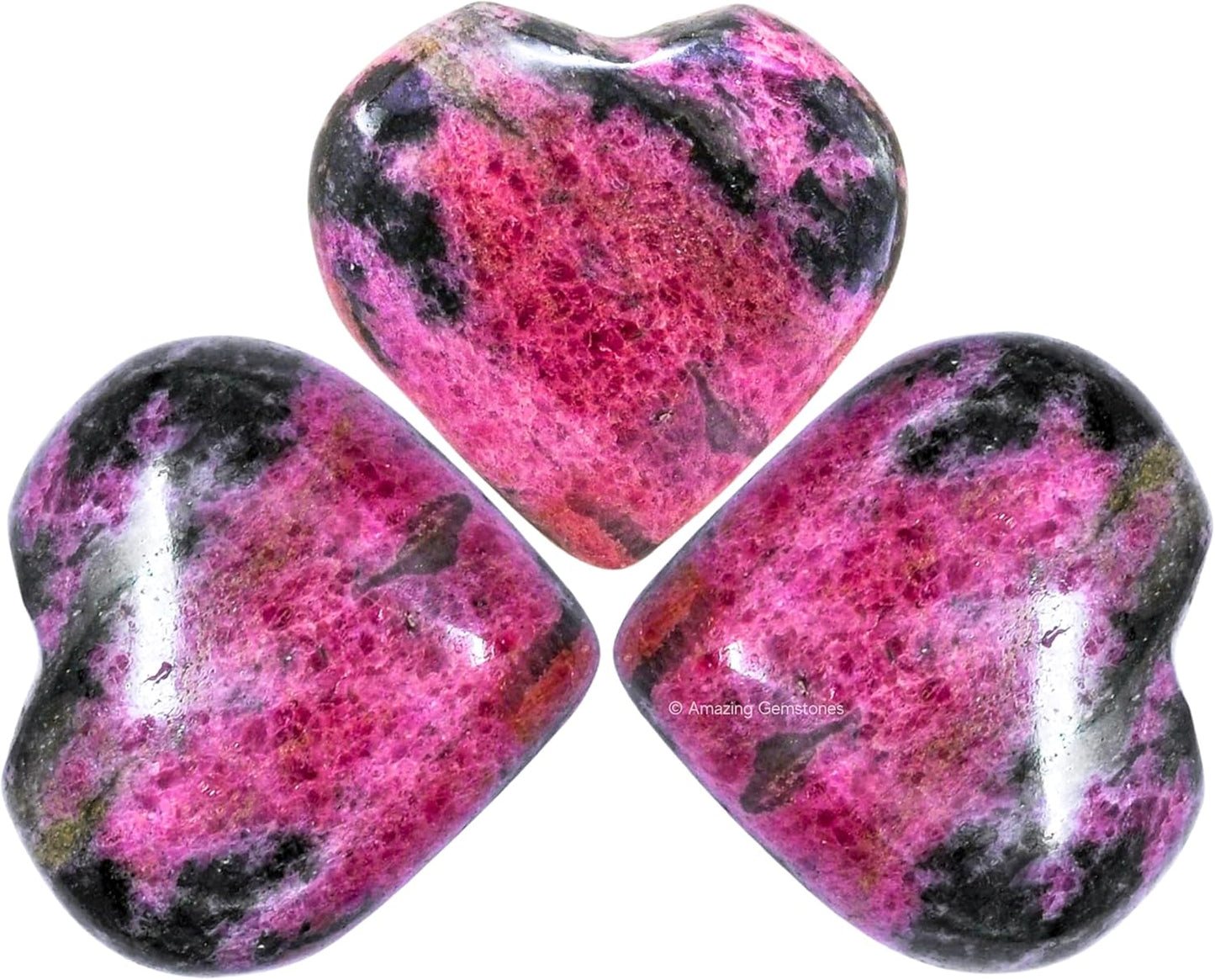 Rhodonite Crystal Heart Palm Stone - Pocket Massage Worry Stone for Natural Body Chakra Balancing, Reiki Healing and Crystal Grid