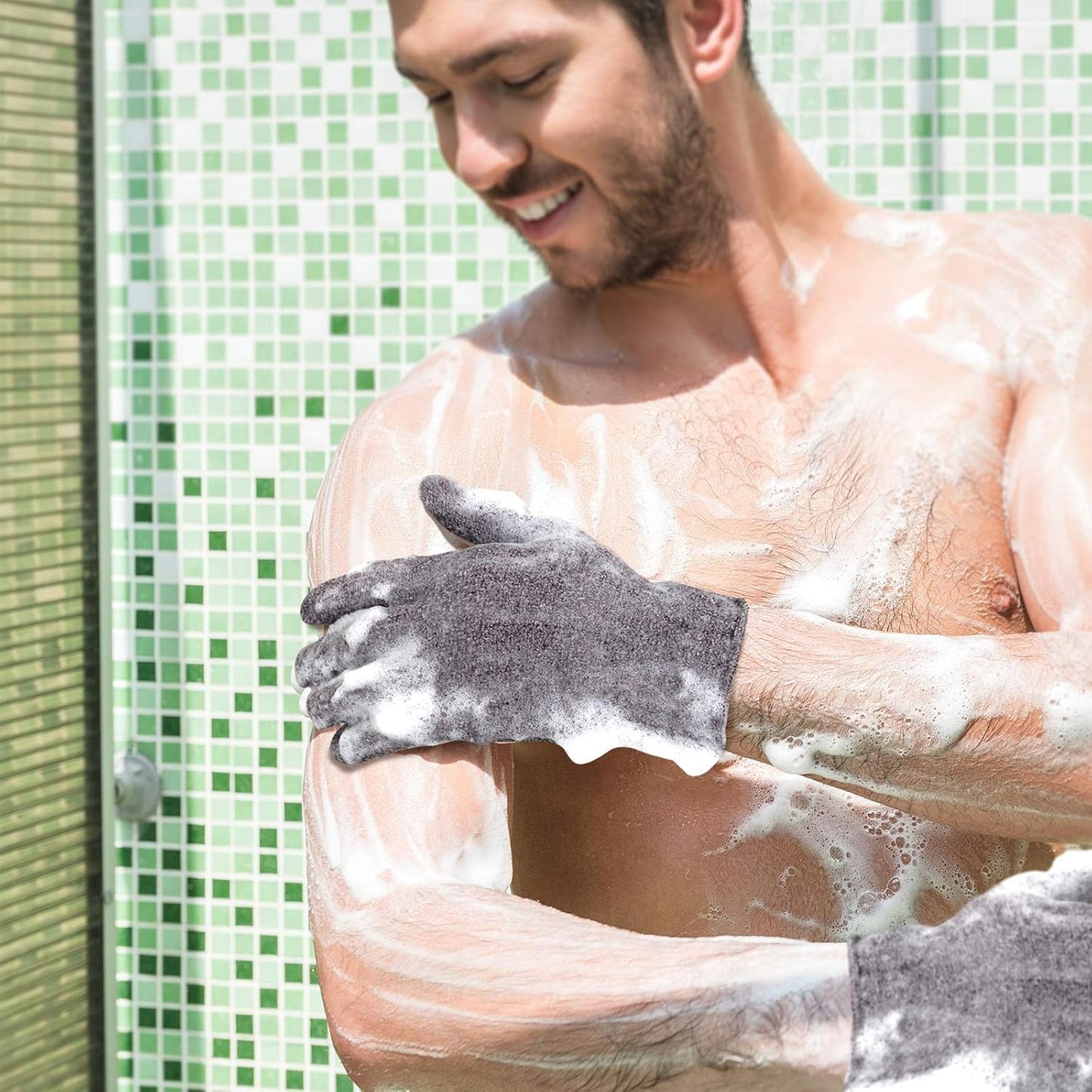 MIG4U Shower Exfoliating Scrub Gloves, Bathing Gloves Body Wash Dead Skin Removal Deep Cleansing Sponge Loofah for Women Men