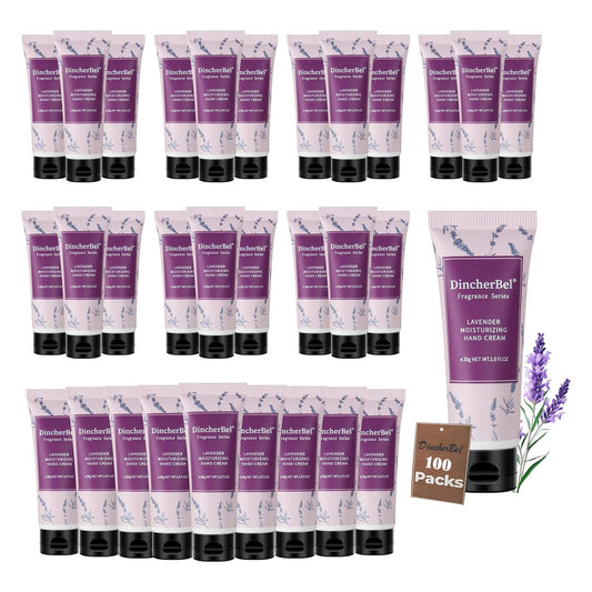 DincherBel 100 Pack Lavender Moisturizing Hand Cream Set - Travel Size Non-Greasy Hand Lotion Set for Dry Skin, Instant Moisturizing Hand Cream for Women, 1.0 oz/30 ml