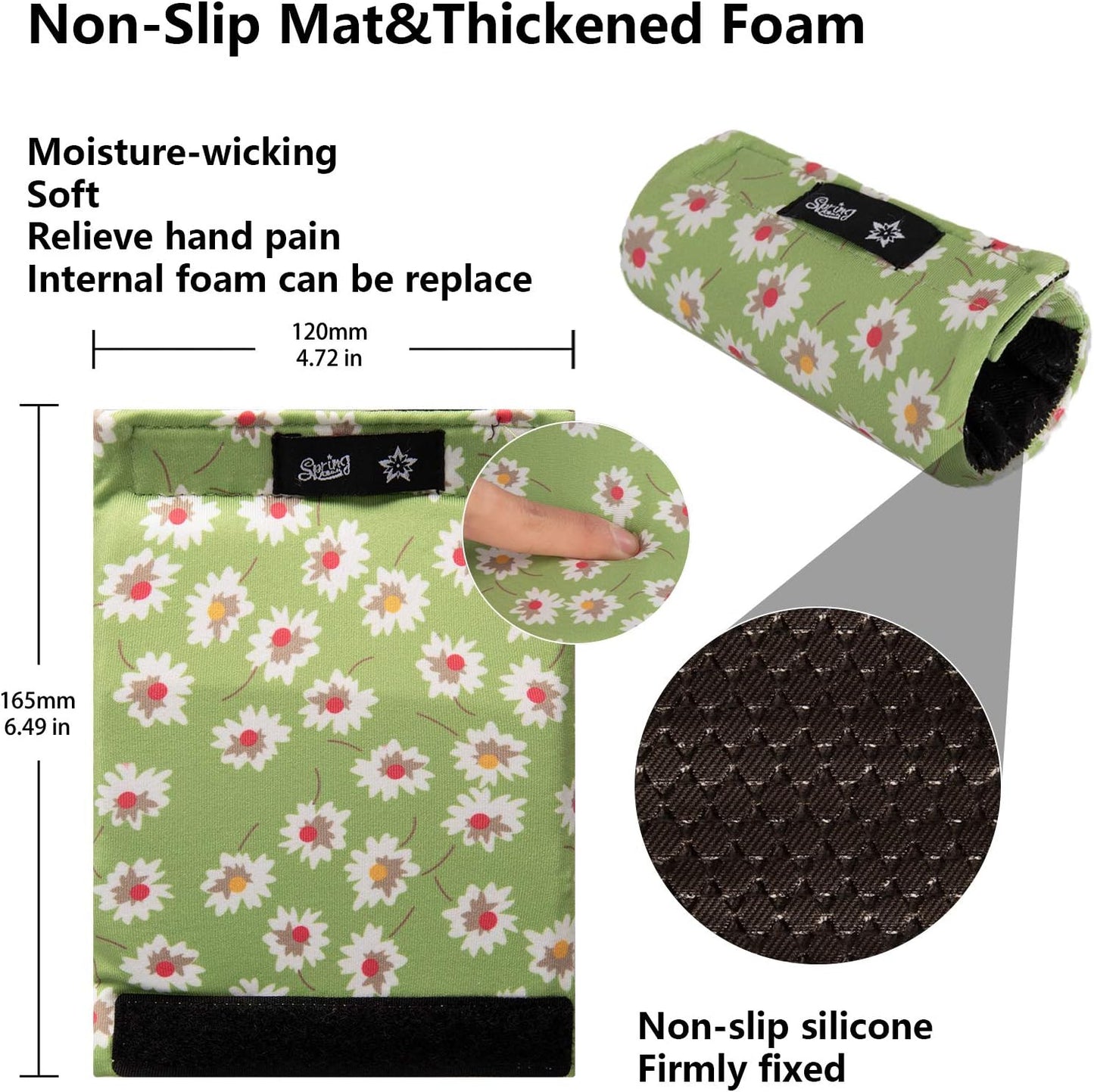 Spring Seaon Universal Walker Handle Padded -Hand Grip (2 Pack) Covers Non-Slip Cushion Padding for Folding Rolling Walker,Rollator Handle-Crutch Handle Pad Grips- Mobility Aid
