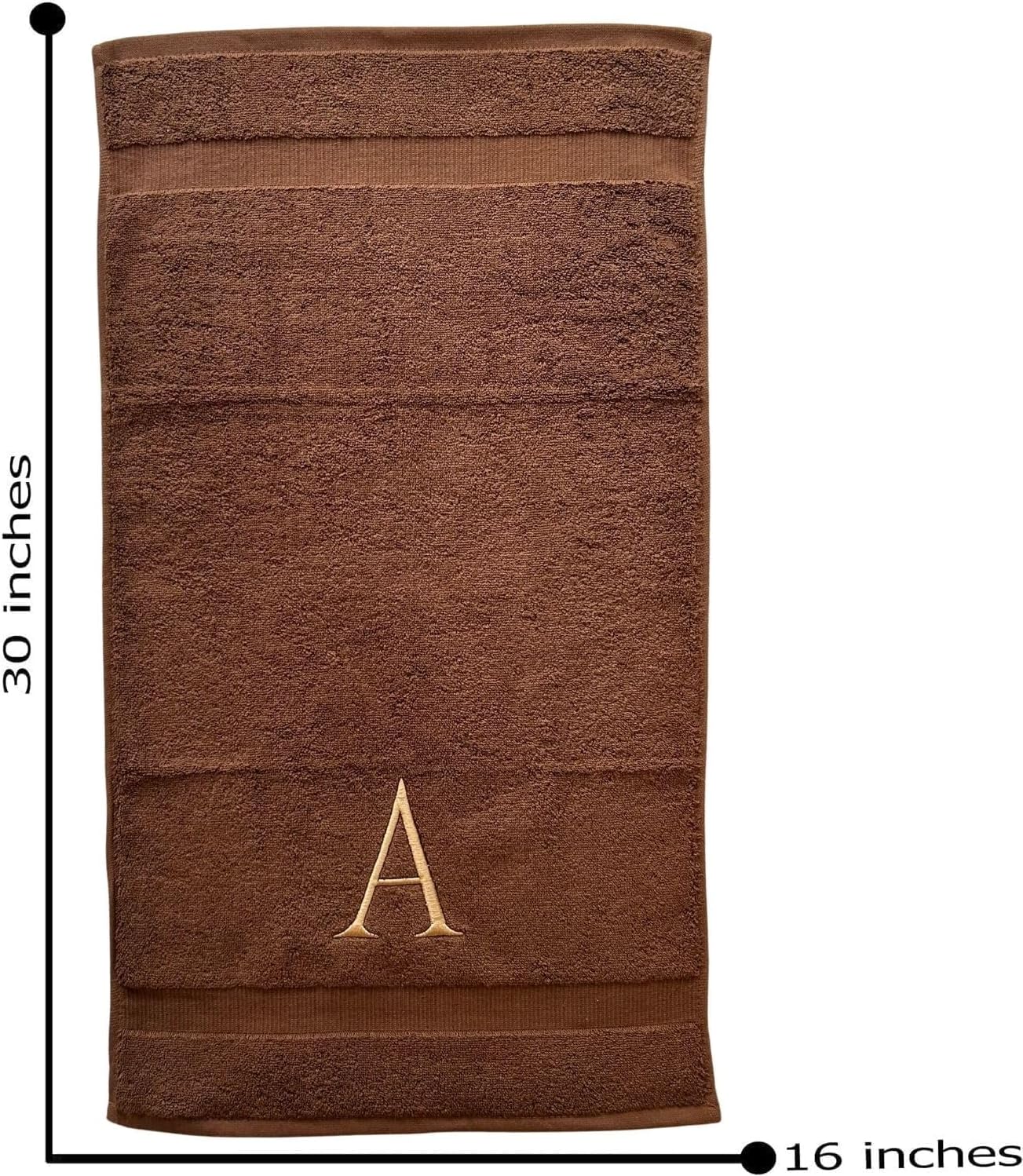 Brown Initial Hand Towel for Bathroom - Monogrammed Luxury Hotel Quality Decorative Embroidered Towel for Powder Room, Spa - GOTS Organic Certified - Set of 2 Beige Letter V