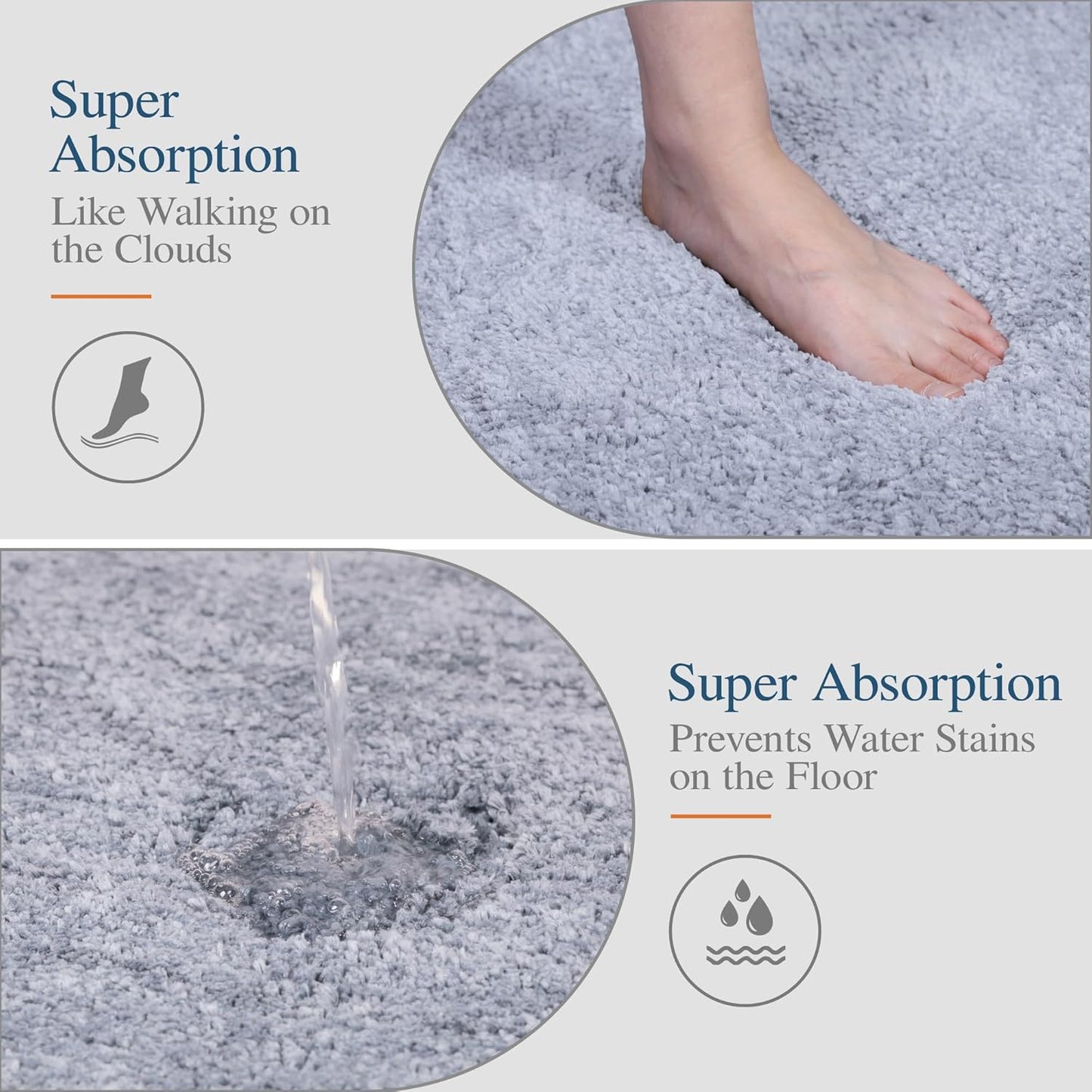 Walensee Large Bathroom Rug (24 x 36, Growing Blue) Extra Soft and Absorbent Shaggy Bath Mat Machine Washable Microfiber Non Slip Luxury Floor Mat