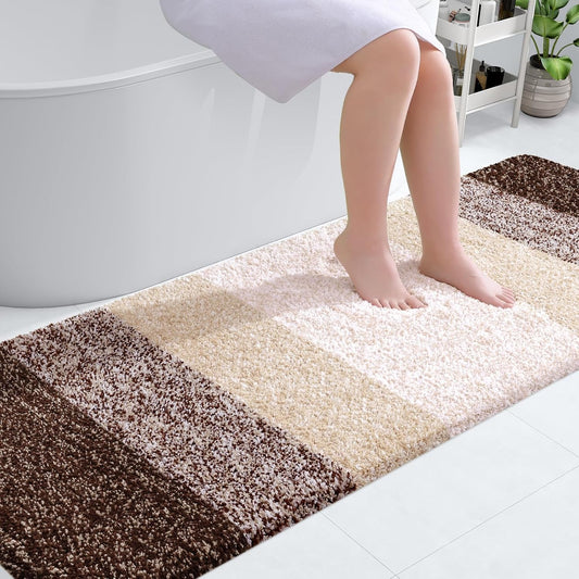 OLANLY Bathroom Runner Rugs 70x24, Extra Soft Absorbent Microfiber Bath Rugs, Rubber Backing, Quick Dry, Machine Washable Bath Mats for Bathroom Floor, Tub and Shower, Home Decor Accessories, Brown