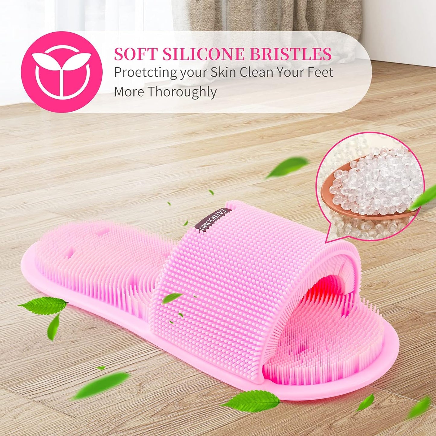 Shower Foot Scrubber,Soft Silicone Bristles with Non-Slip Suction Cups - Cleans,Smooths,Exfoliates & Massages Your Feet Without Bending,Improve Circulation & Soothes Tired Feet (1PCS Pink)