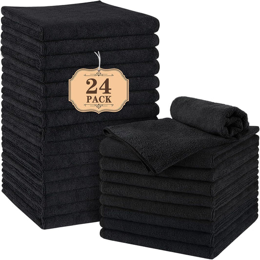 Orighty Salon Towels 24 Pack, Microfiber Hair Salon Towel 16 x 29 Inch, Super Soft and Absorbent Black Towels for Salon, Hand, Gym, Bath, Spa and Home Hair Care, Not Bleach Proof