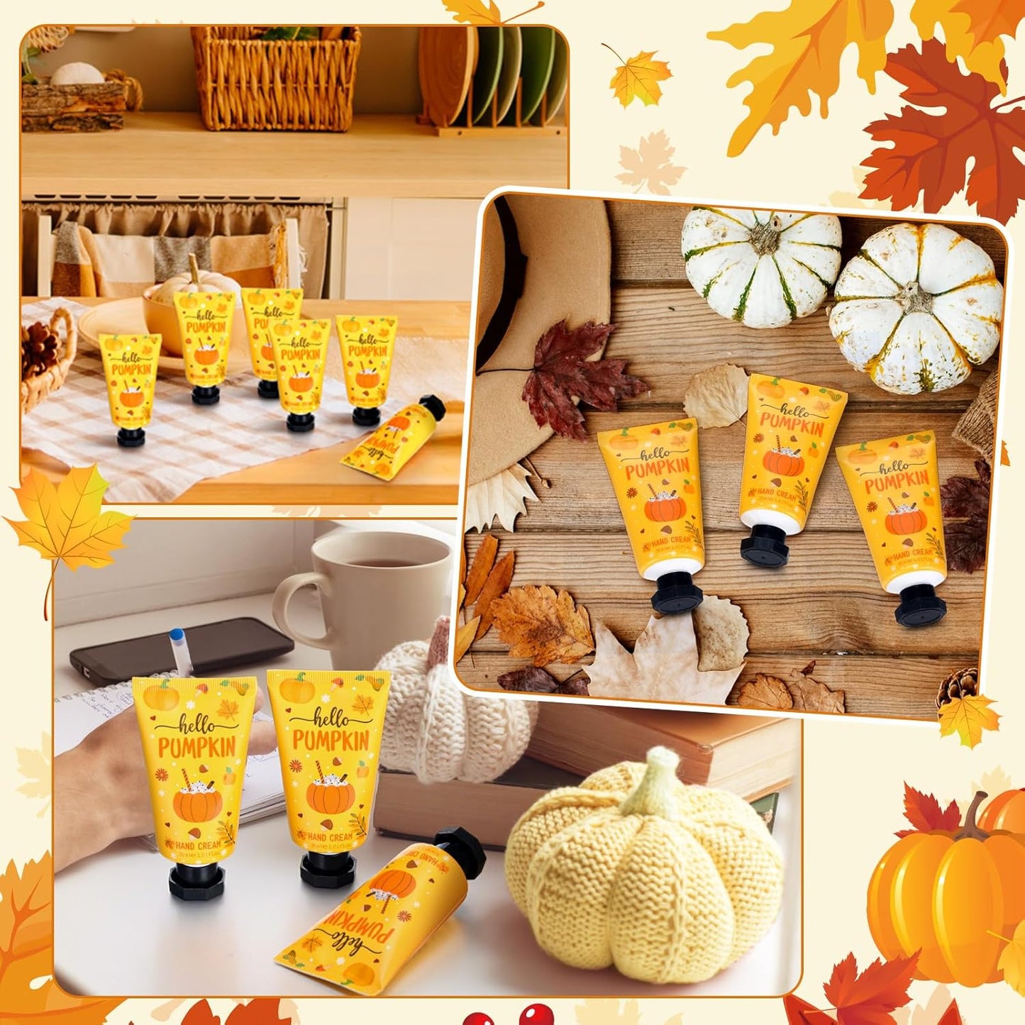 48 Sets Hello Pumpkin Hand Cream Gifts Bulk Fall Thanksgiving Hand Cream Travel Lotion Size Bulk Fall Party Supplies Favors Pumpkin Holiday Birthday Wedding Baby Shower for Guest Party Gifts