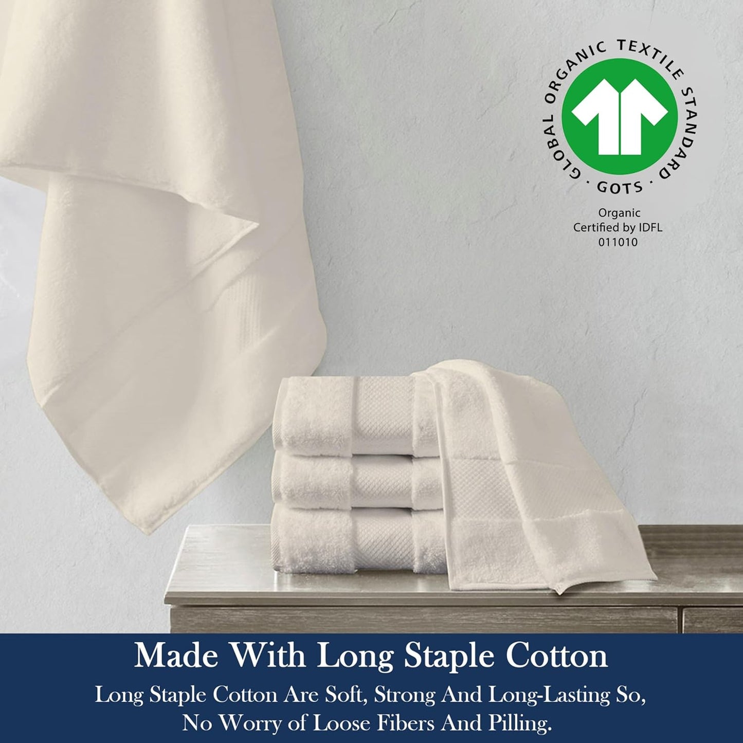 Delara Organic Cotton Luxuriously Plush Bath Sheet Pack of 4 | GOTS & OEKO-TEX Certified | Premium Hotel Quality Towels | Feather Touch Technology|650 GSM Long Staple|Soft, Quick Dry & Ultra-Absorbent