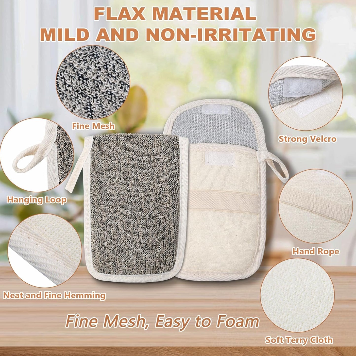 OWIIZI Bar Soap Scrubber Pouch Exfoliating Body Sponge, Bath Scrub Soap Bags for Soap Bars, Soap Saver Exfoliator Shower Pad Lather Sock for Men Women Elderly (2 Pcs)