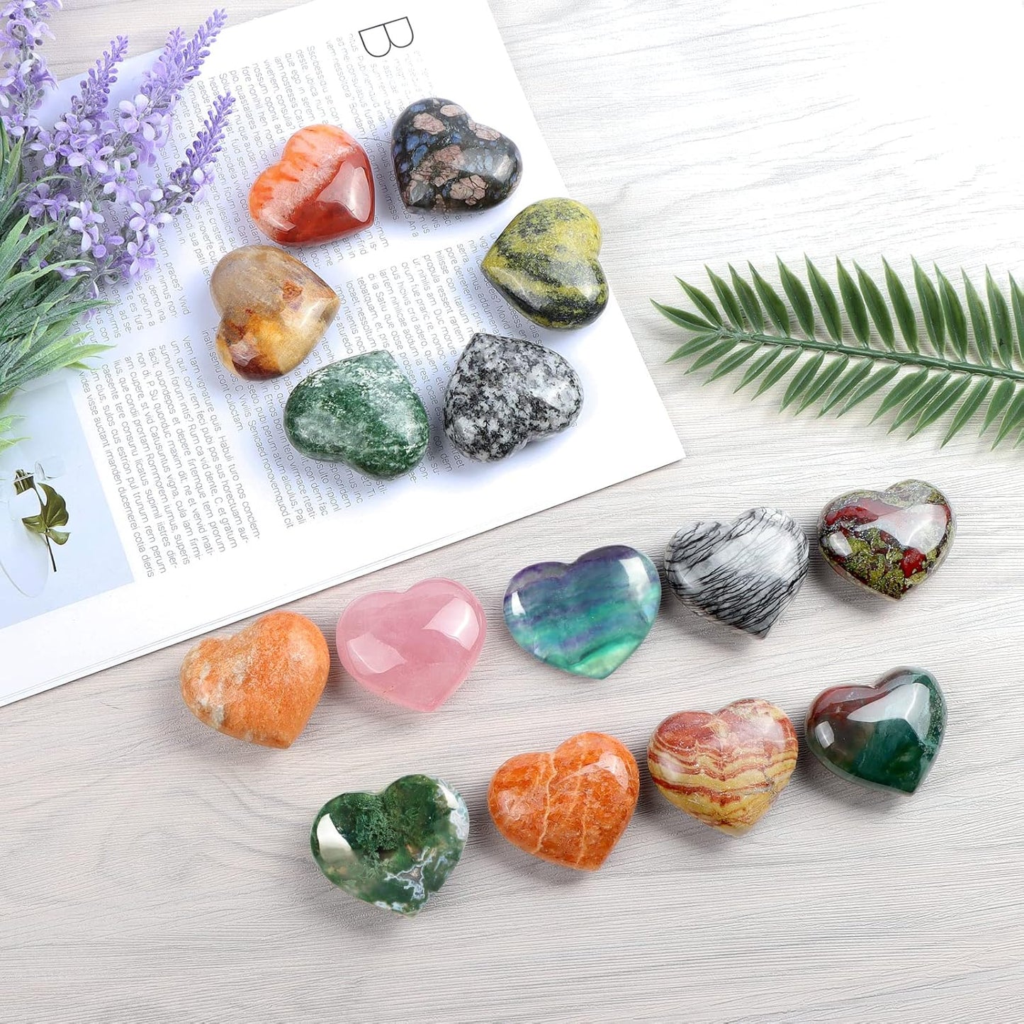 Artistone 2 Inch Rainbow Fluorite Crystal Heart Healing Crystals Heart Stones Polished Pocket Love Gemstones Chakra Reiki Energy Balancing Meditation Massag Gift