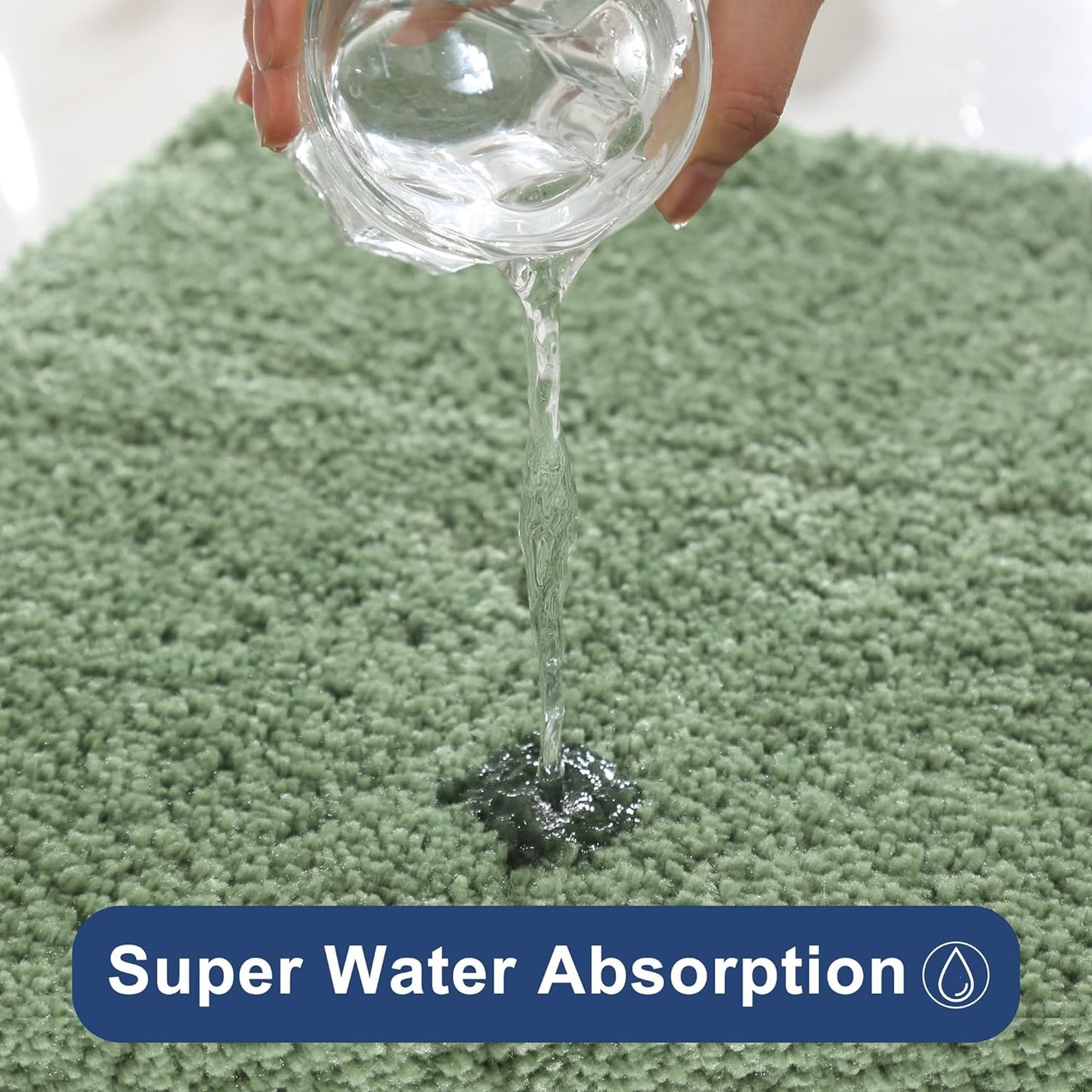 COSY HOMEER Bath Rugs for Bathroom Extra Thick- Anti-Slip Bath Mats Soft Plush Yarn Shaggy 100% Strong Mirco Polyeste Mat Living Room Bedroom Mat Floor Water Absorbent(Green,24x48 - Inches)