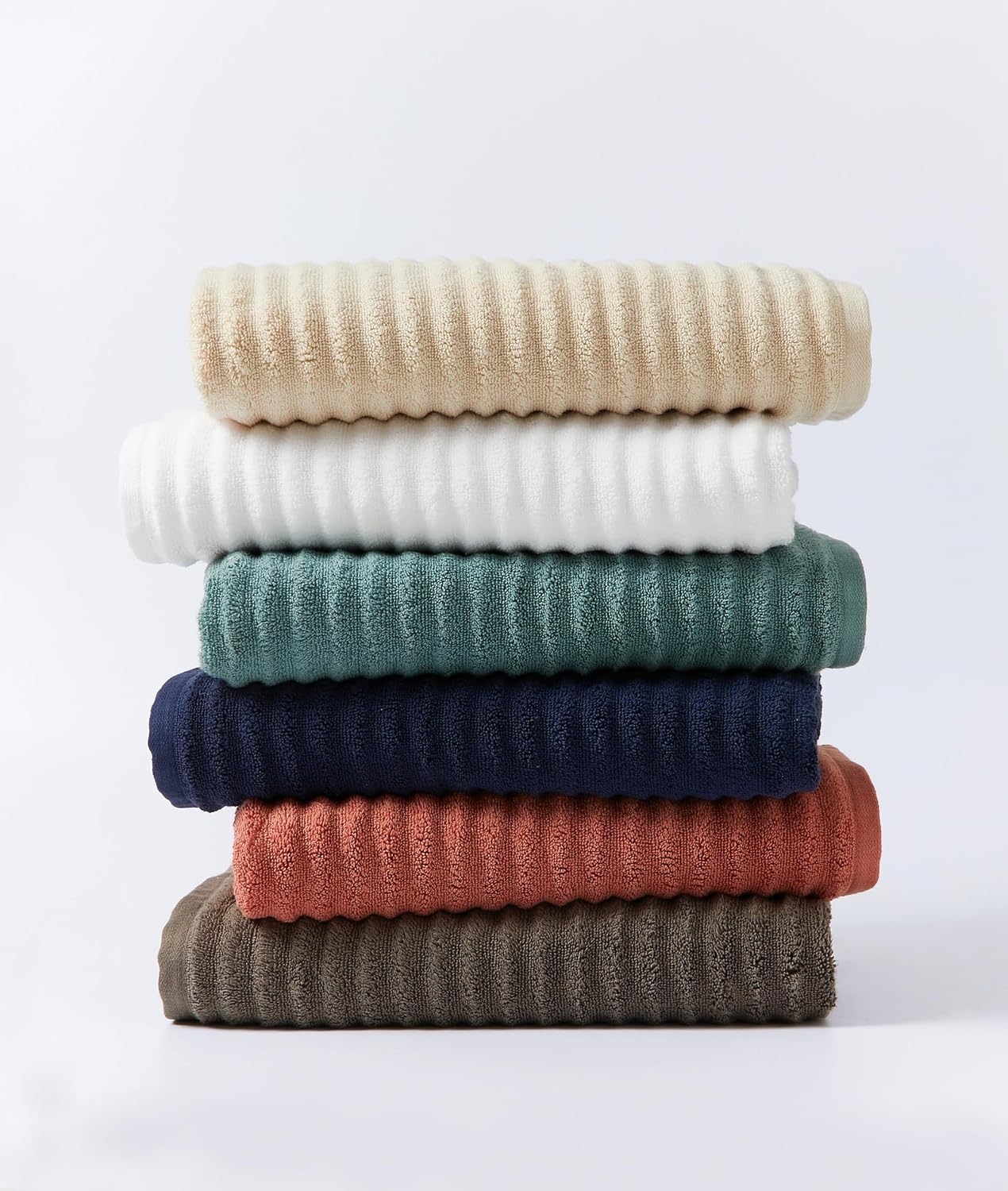 Blue Loom Ribbed Bath Sheet & Towel, 100% Cotton 600 GSM, Soft Absorbent Durable Quick Drying Bath Sheet & Bath Towel Set for Bathroom - Mason Set of 2 Terracotta Red (65" x 45" & 58" x 30")