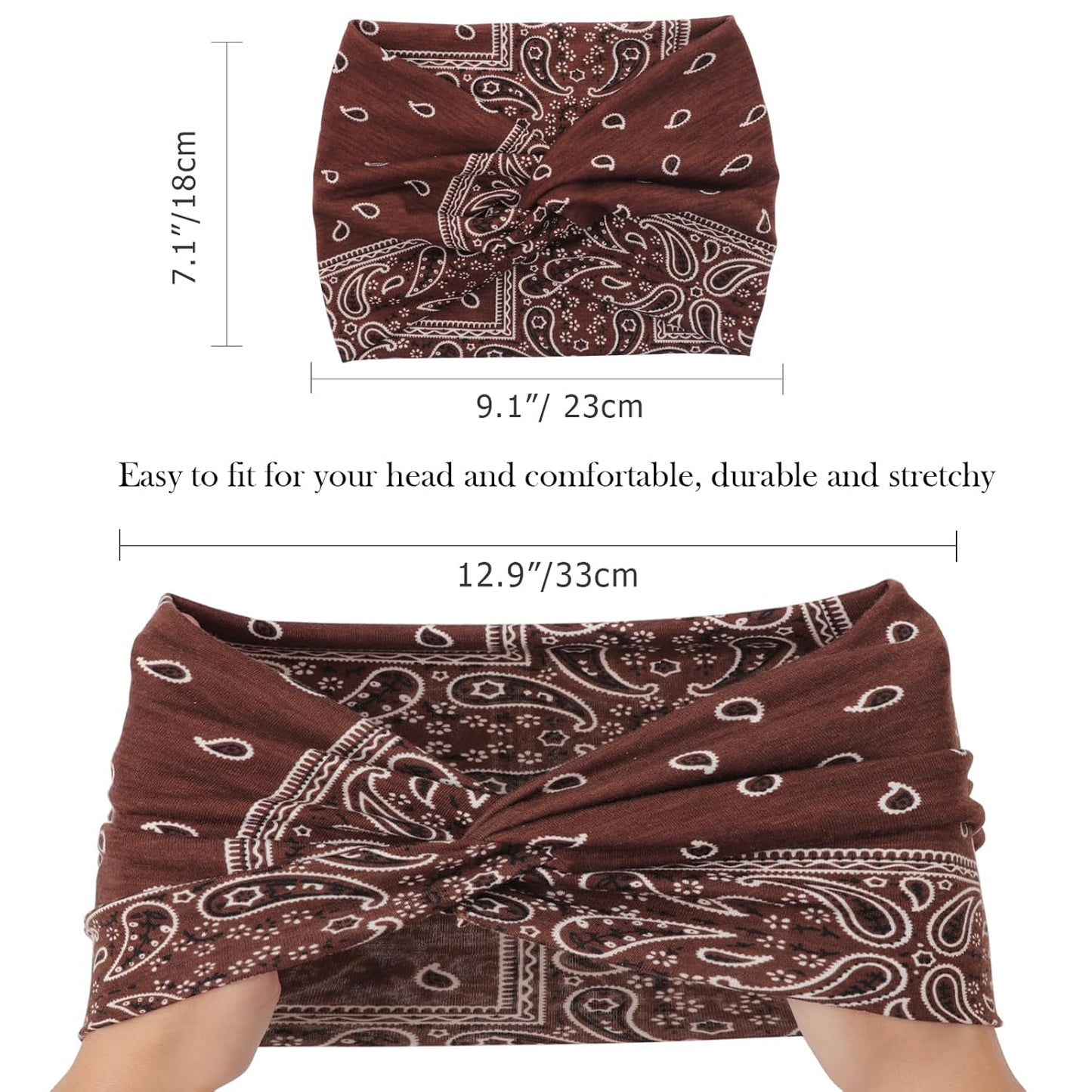 Extra Wide Headbands for Women Large Turban Headband Non Slip Boho Elastic Hairband Hair Twisted Knot Head Bands Accessories