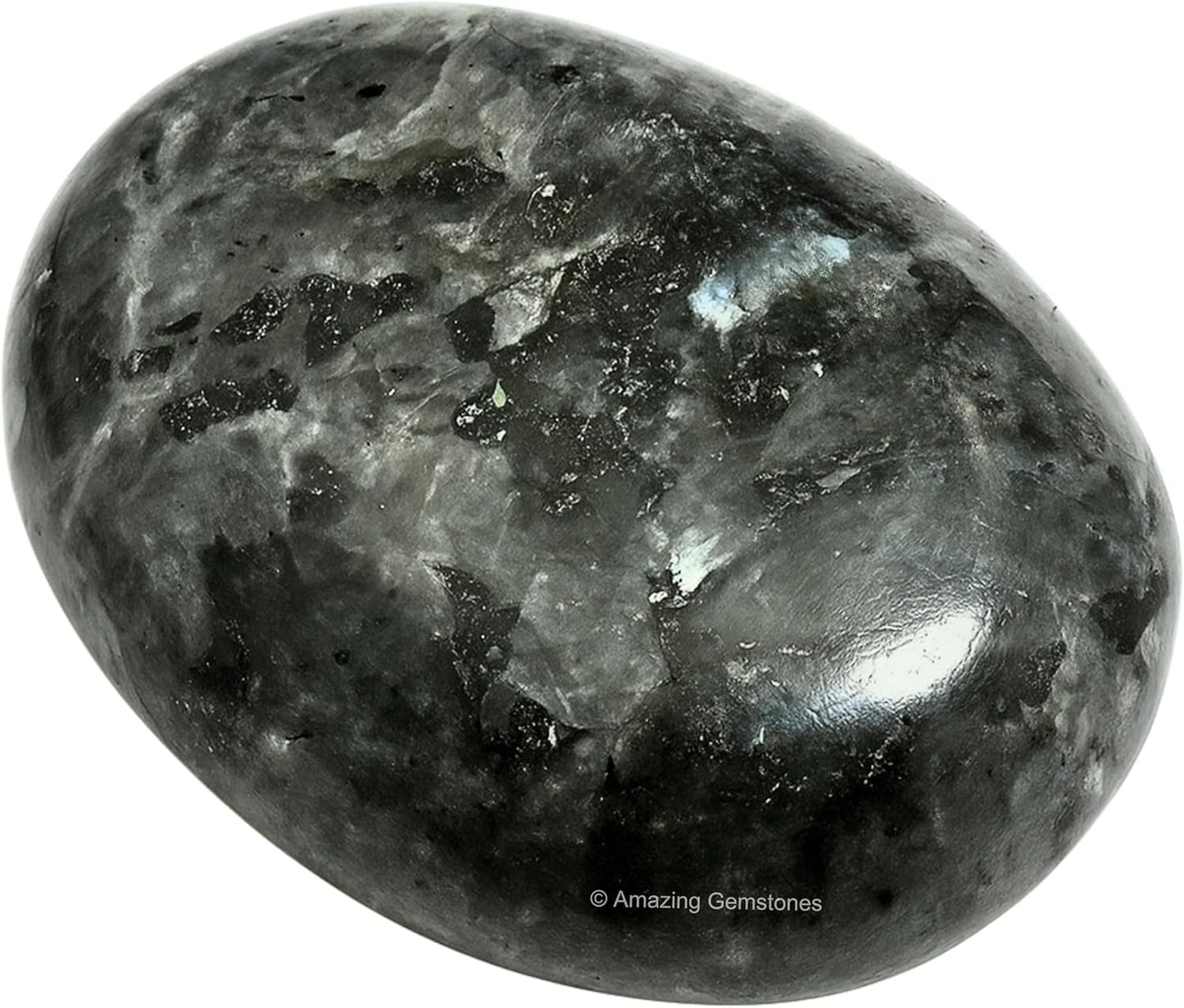 Amazing Gemstone Larvikite Crystals and Healing Stones - Large Palm Stone Crystals Piedra - Crystal for Good Luck, Balanced Positive Energy, Meditation - Unique Stocking Stuffers, Gifts for Women, Men