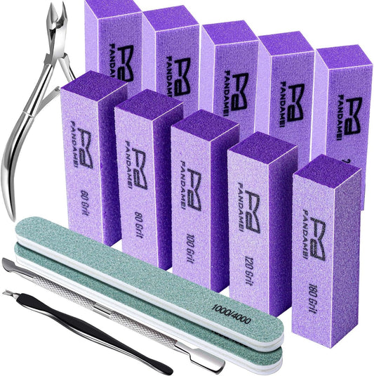 FANDAMEI Nail Buffer and Shine Kit, Nail Care Kit, 10 PCS Nail Buffer Block, Nail Buffer Kit, Nail Buffers, Nail Buffing Block, Nail Tools, Nail Kit, Manicure Tools, Buffer Nail File