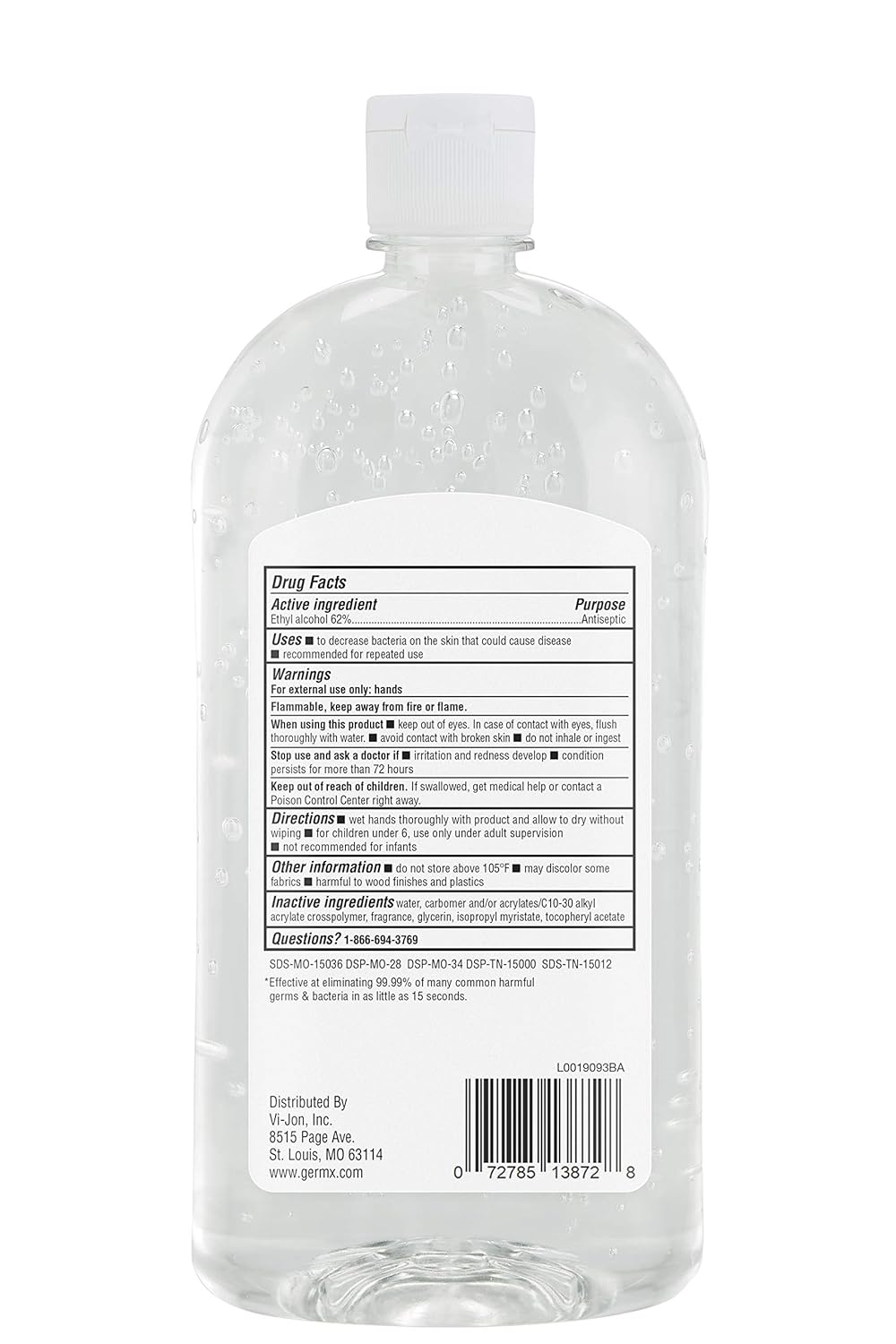 Germ-X Original Hand Sanitizer, Back to School Supplies, Non-Drying Moisturizing Gel with Vitamin E, Instant and No Rinse Formula, Large Family-Size Flip Top Bottle, 32 Fl Oz (Pack of 4)