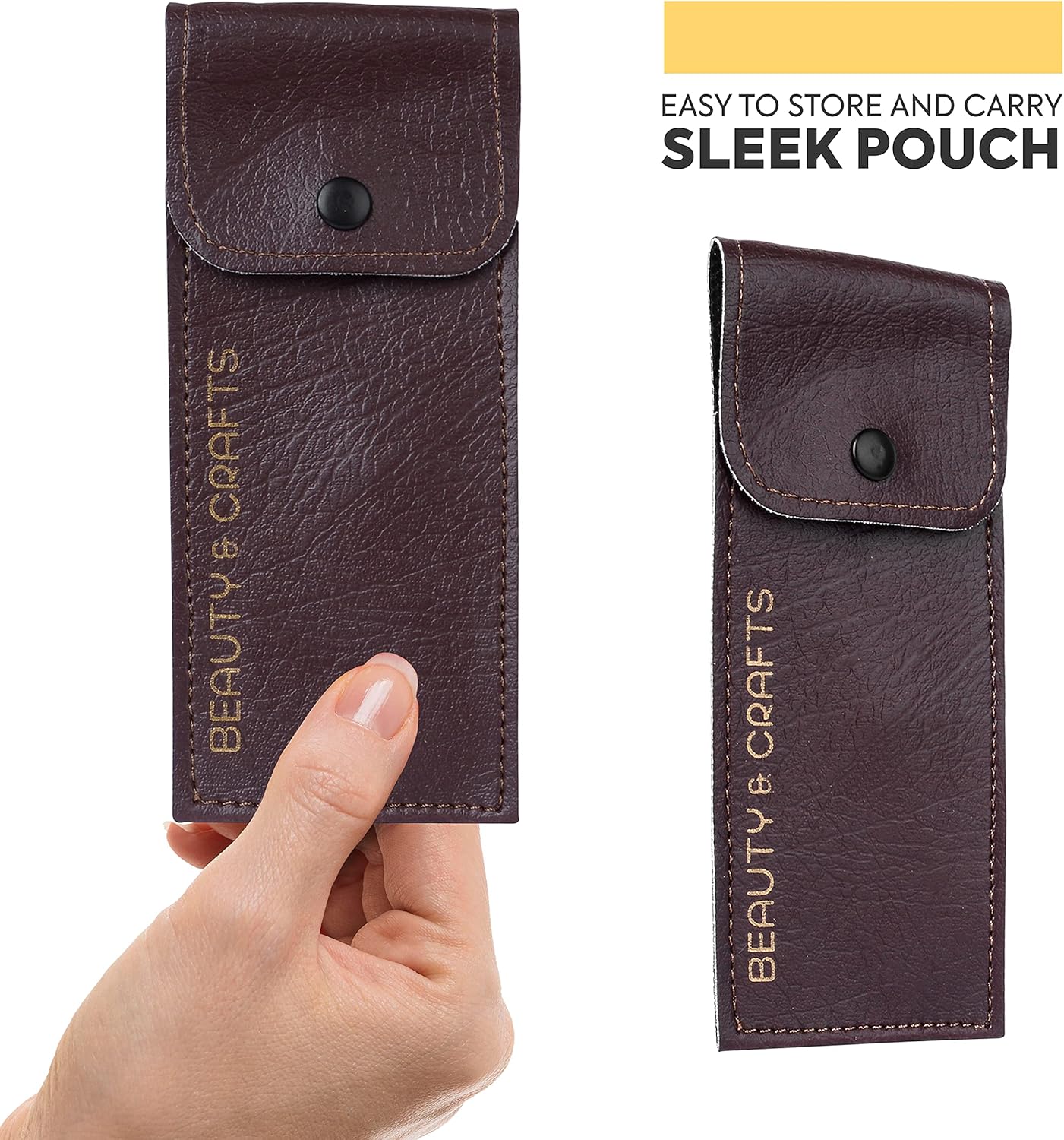 Beauty & Crafts- 5'' German Beard Mustache Scissors - 2 Mustache Comb for Facial Hair with Beautiful Pouch - Beard Trimming Scissors Use for Grooming, Cutting, and Styling of Mustache (Black)