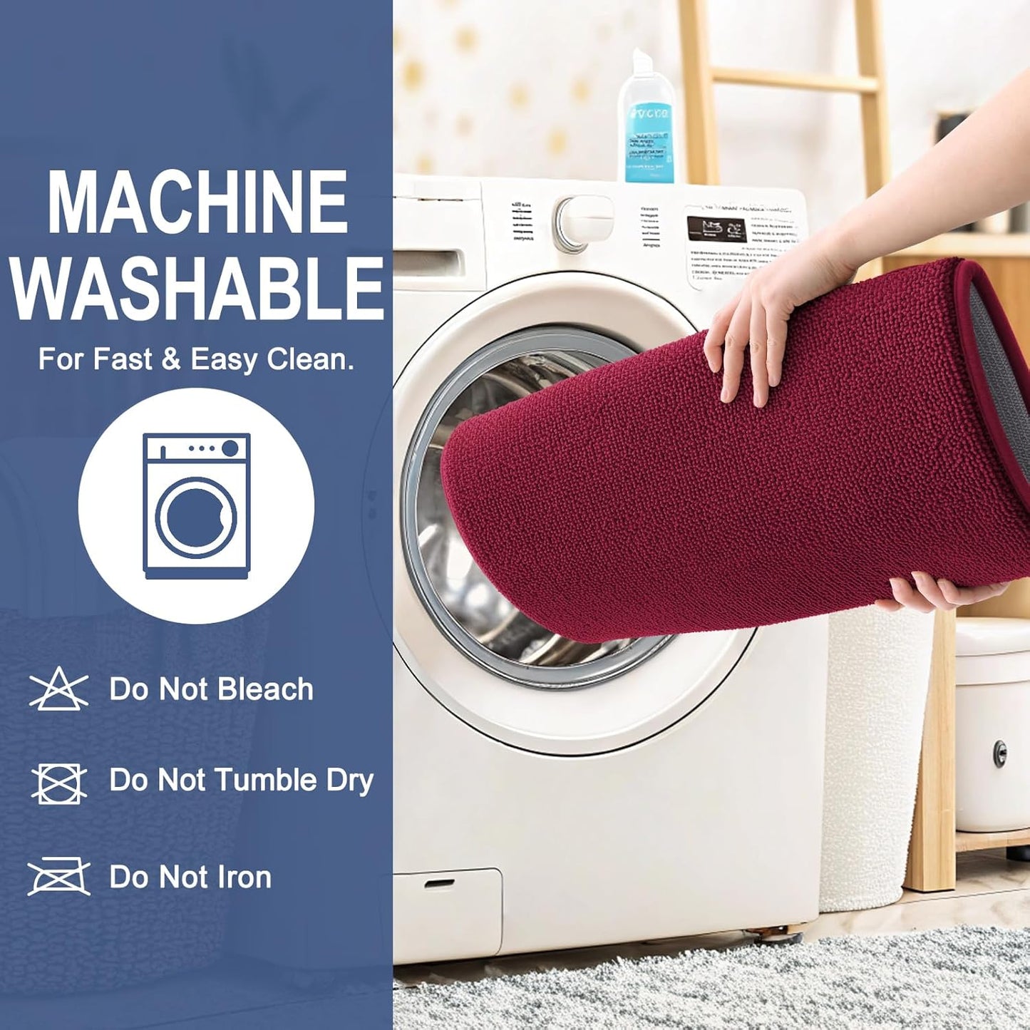 OLANLY Thick Memory Foam Bath Mat Rug 30x20, Extra Soft Absorbent Bathroom Rug, Quick Dry Bath Mats, Non-Slip, Machine Washable Carpet for Bathroom, Tub and Shower, Home Decor Accessories, Burgundy