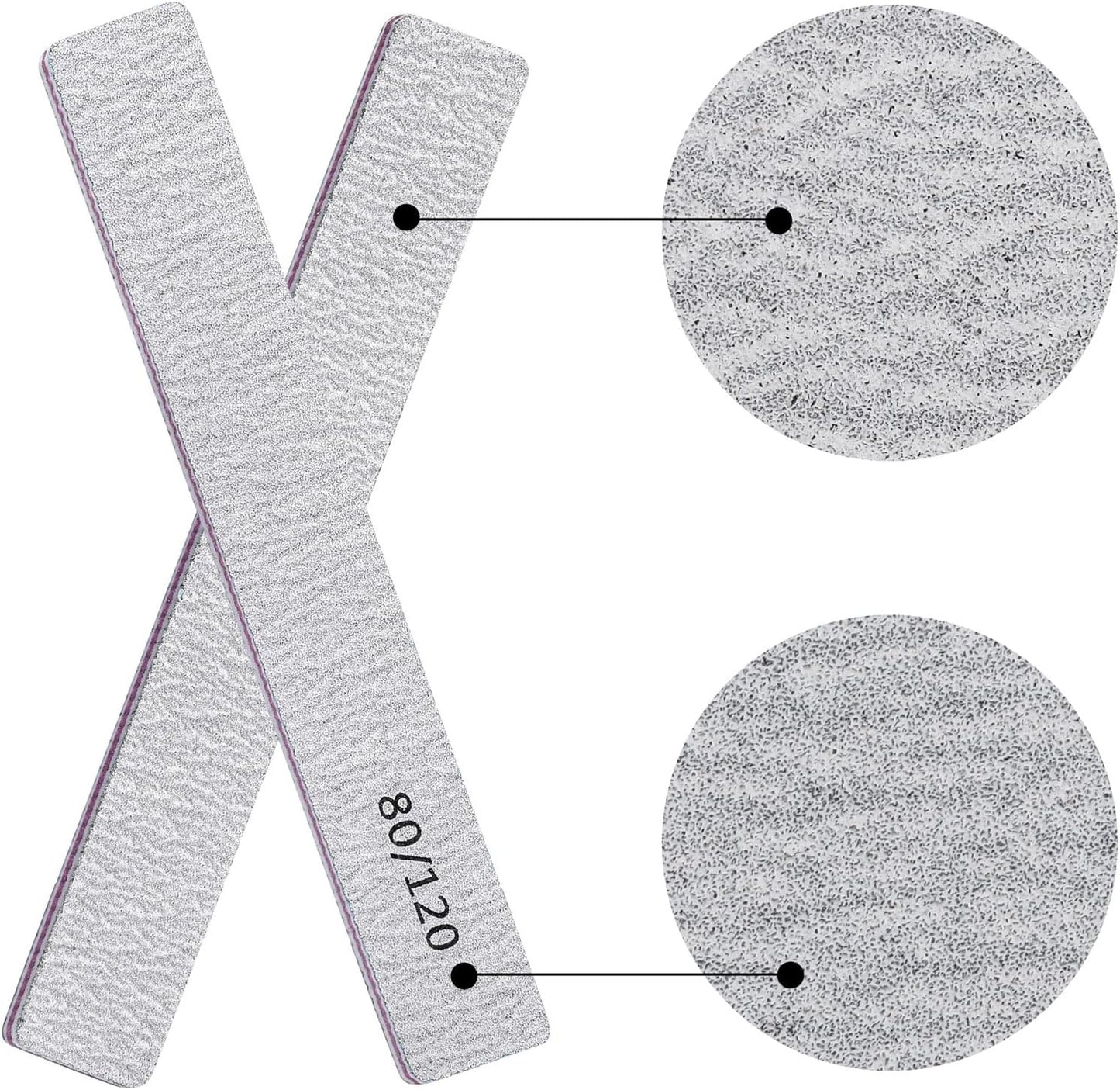 100 Pcs Nail Files for Acrylic Nails 80/120 Grit Double Sides Emery Boards Professional Nail Buffering Files