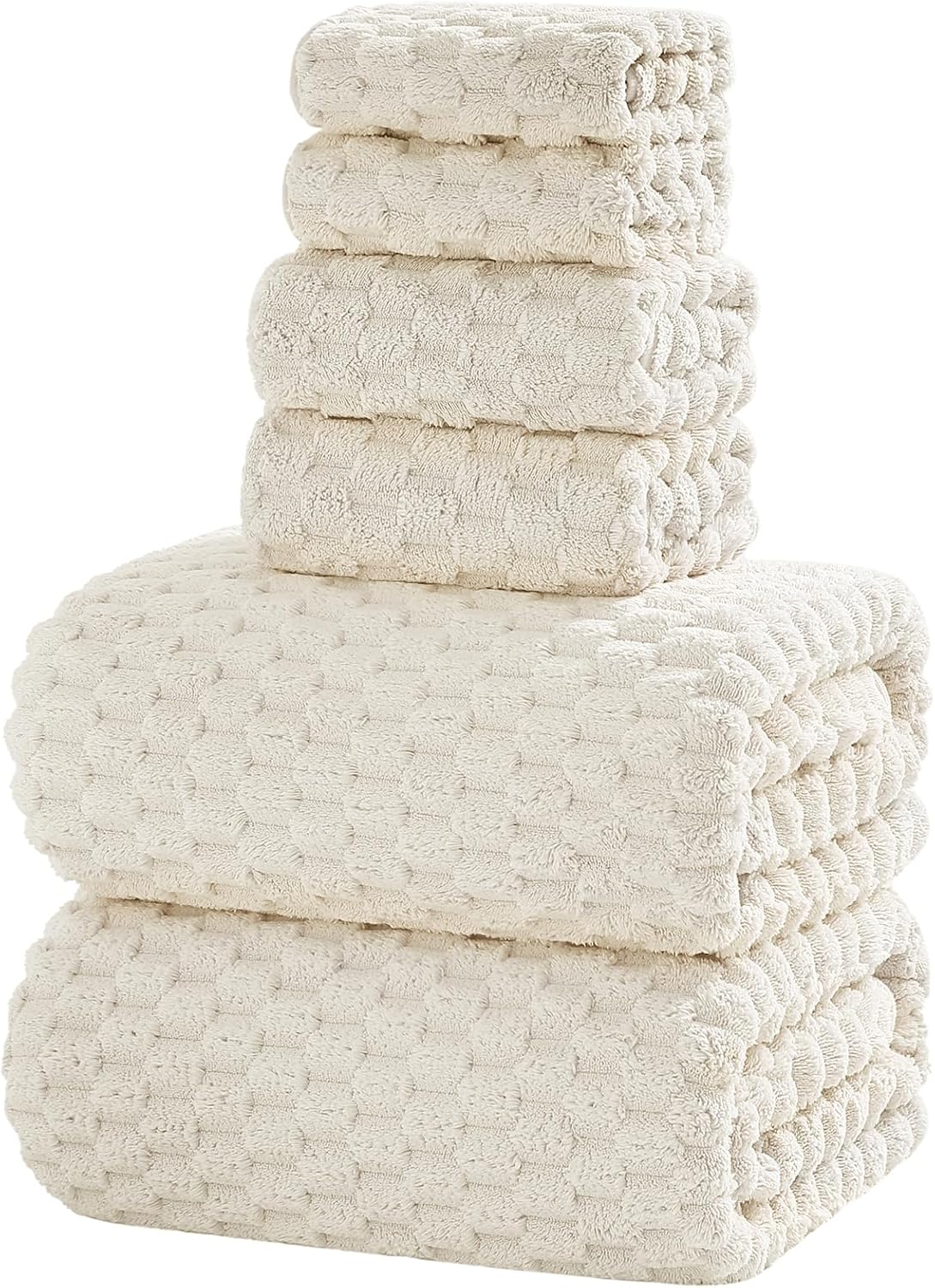 Extra Large Bath Towel Set of 6 (40"x80"),Oversized Bath Sheet Super Soft Highly Absorbent Microfibers Quick Dry Luxury Shower Towel for Bathroom Spa Gym Hotel Yoga (Cream, 6Piece)