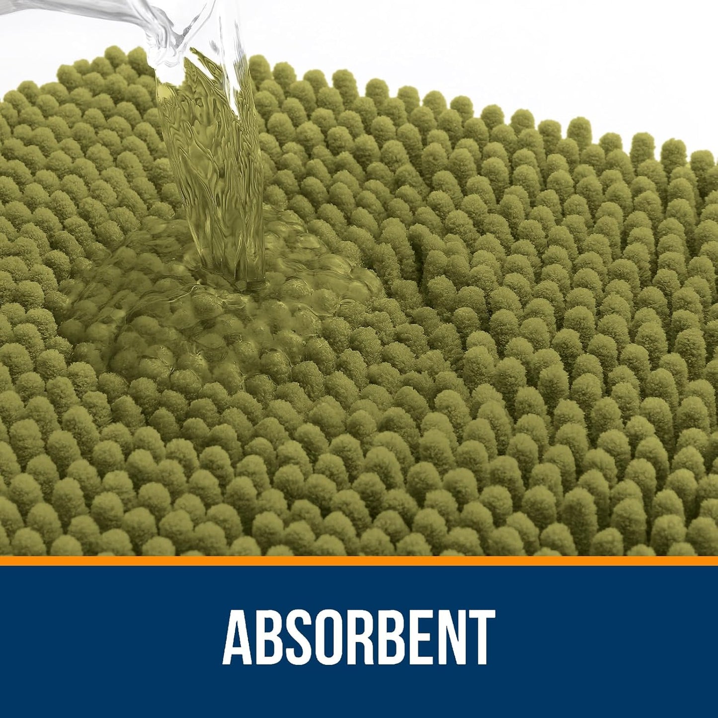 OLANLY Bathroom Rugs 44x24, Extra Soft Absorbent Chenille Bath Rugs, Rubber Backing Quick Dry, Machine Washable Bath Mats for Bathroom Floor, Tub and Shower, Home Decor Accessories, Willow Green