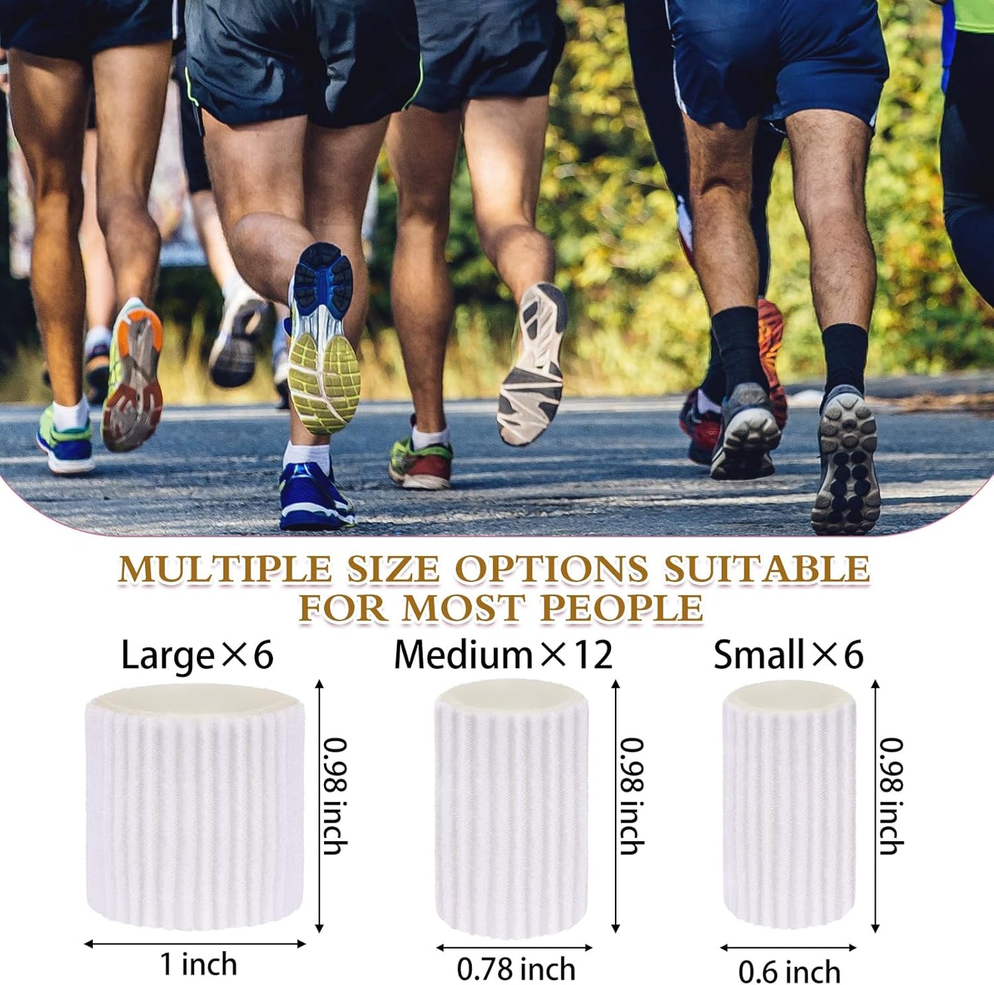 Blulu 24 Pieces Toe Tubes 0.98 Inches Cushion Tube Corn Pads for Toes Sleeves Soft Gel Protectors for Cushions Corns Blisters Calluses 3 Size (White,Assorted Sizes)