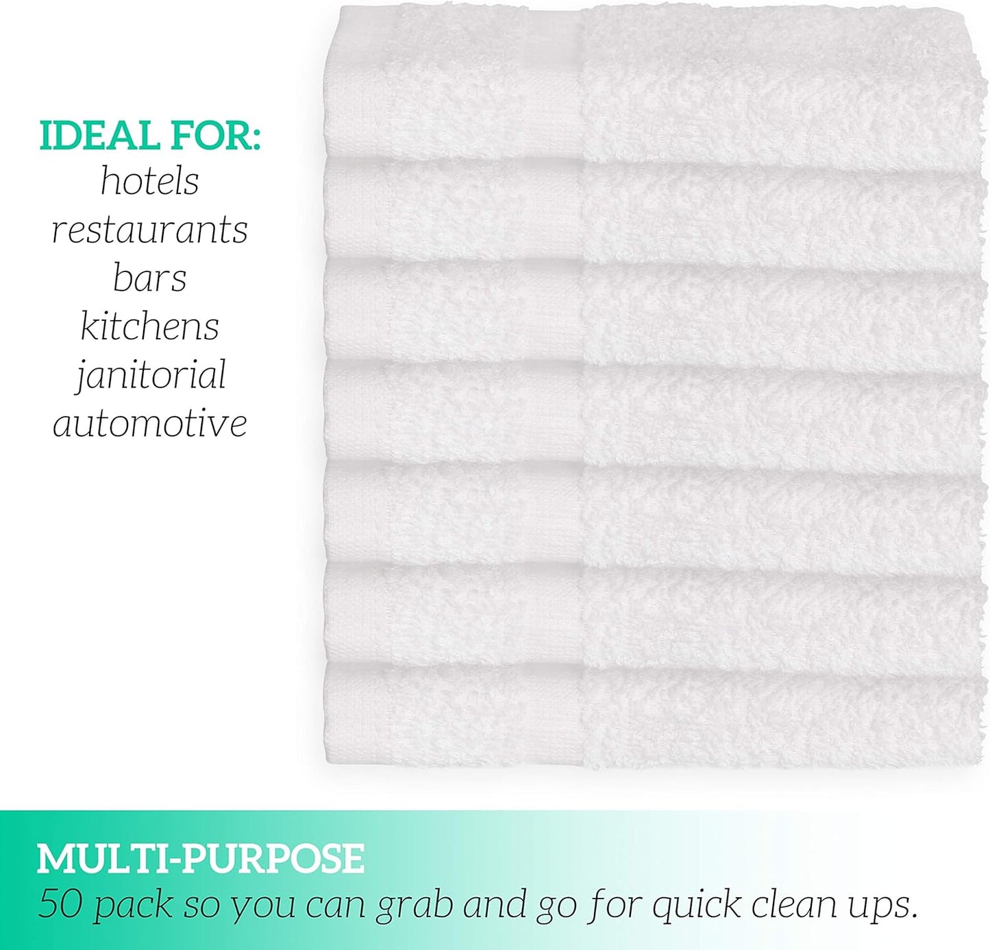 GREEN LIFESTYLE Washcloth 13x13 Scratch Free Texture Super Soft Highly Absorbent Ideal for Hotel, Restaurant, Bars, Automotive (Pack of 300)