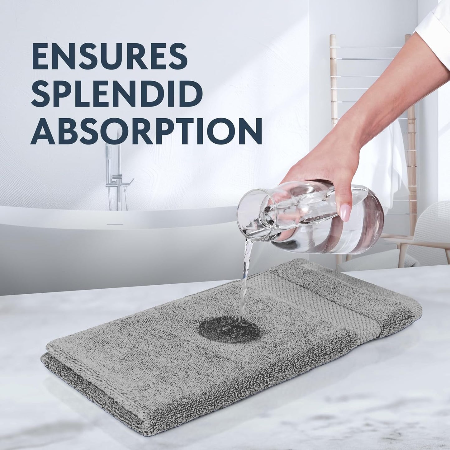 White Classic Luxury Dolphin Gray Hand Towels - Soft 100% Turkish Cotton | Highly Absorbent Hotel spa Bathroom Towel Collection | 16x30 Inch | Set of 6